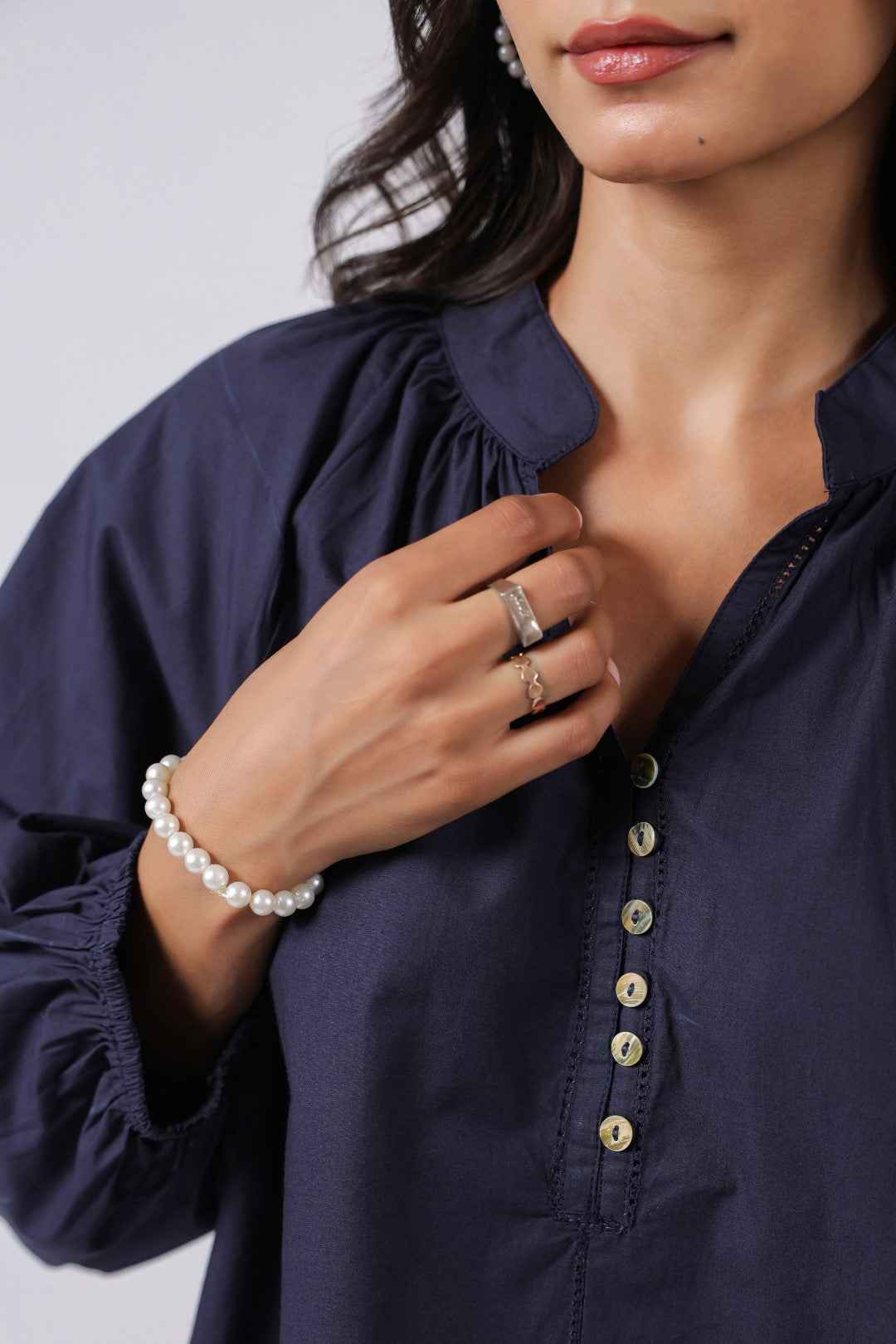 Women's navy cotton tops