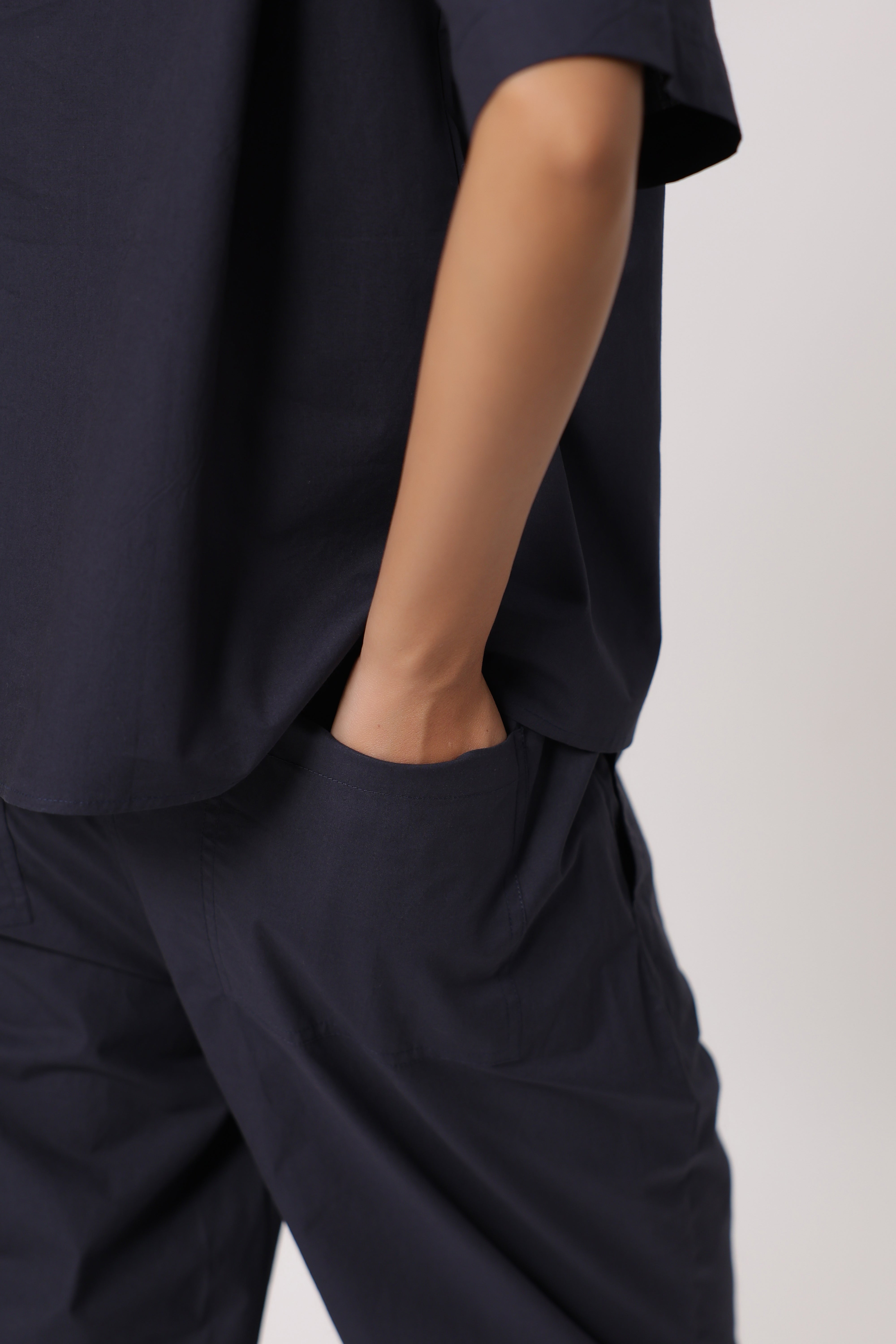 Women’s Navy Cotton Poplin Co-Ord Set