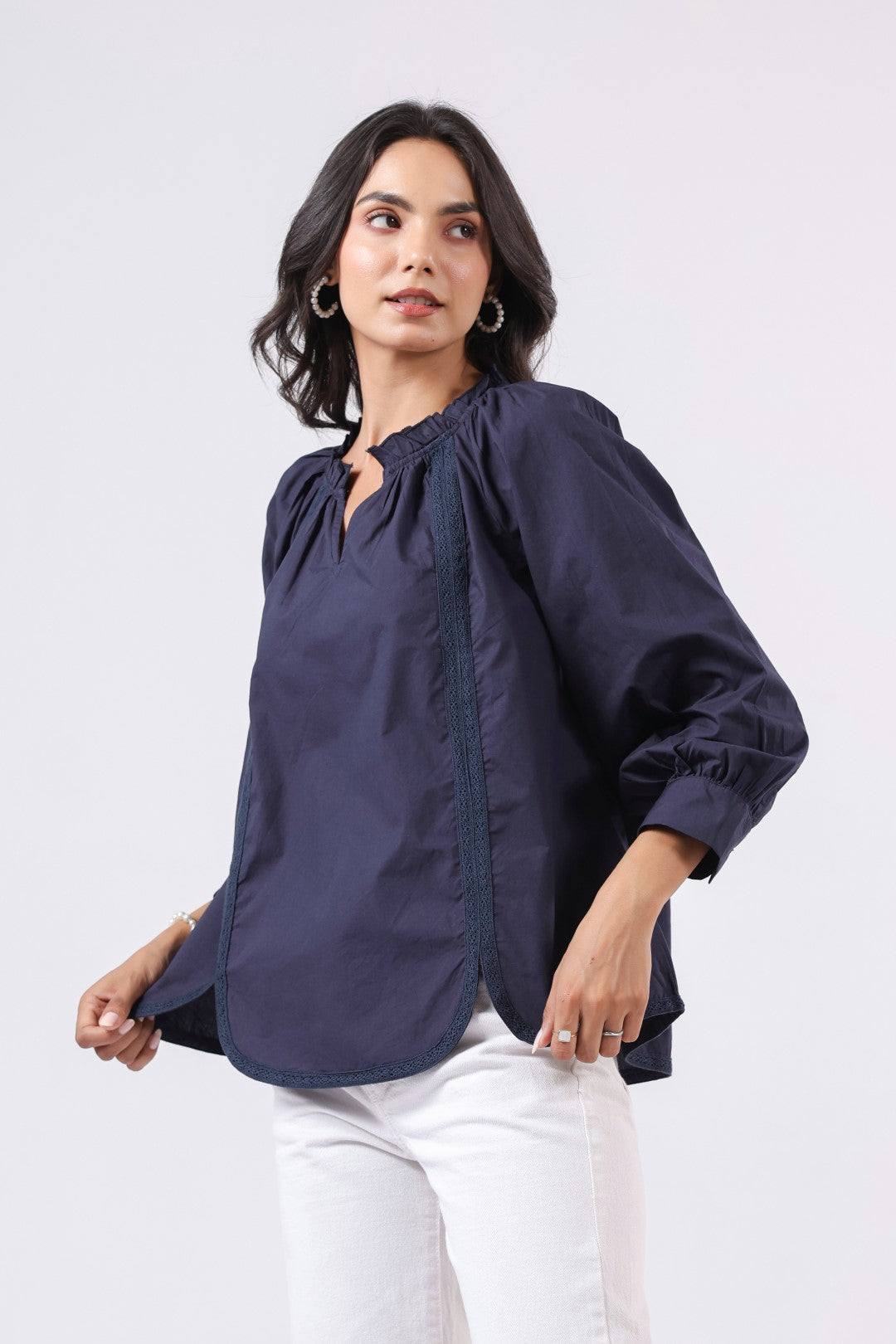 Women's navy cotton tops