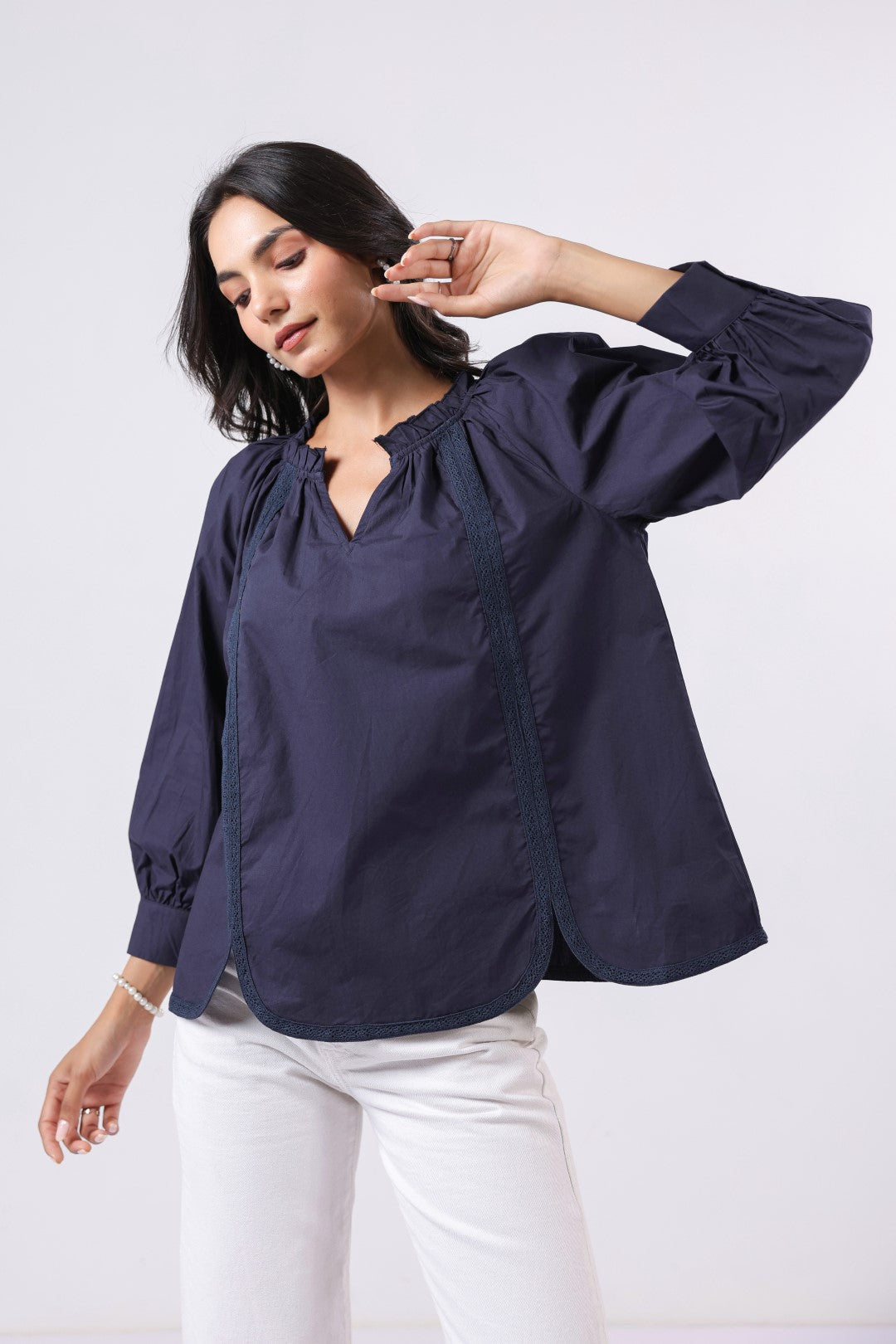 Women's navy cotton tops