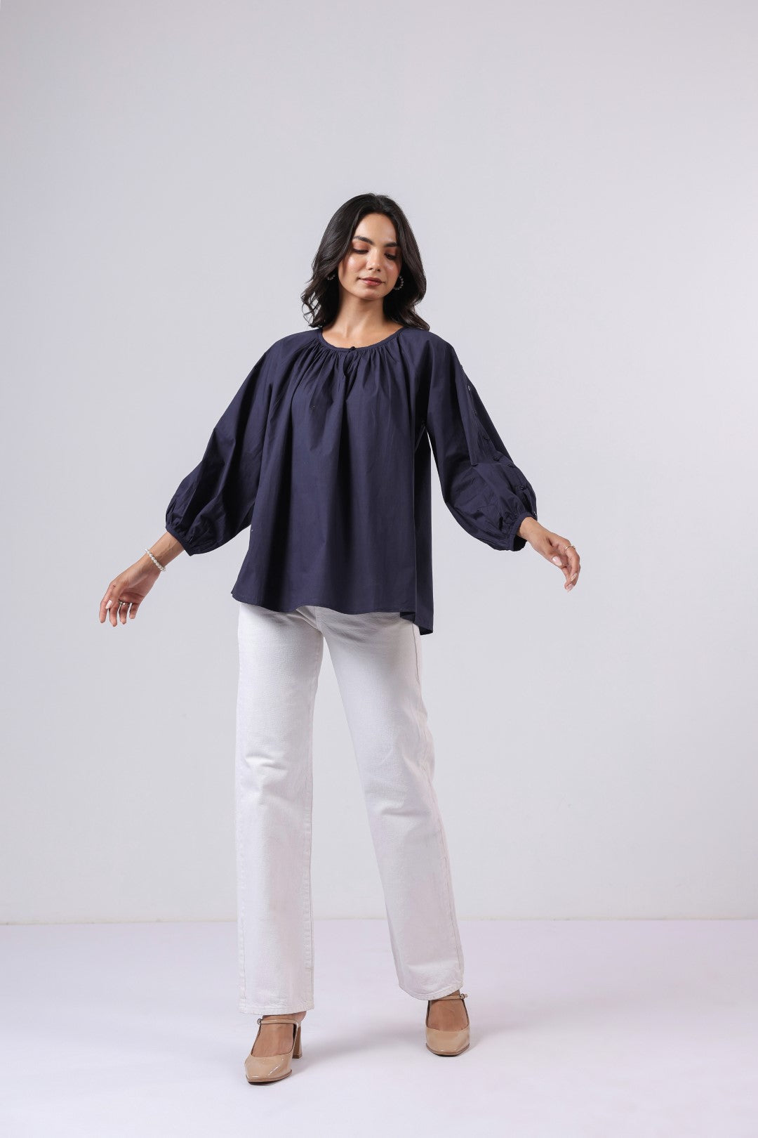 Women's navy cotton tops