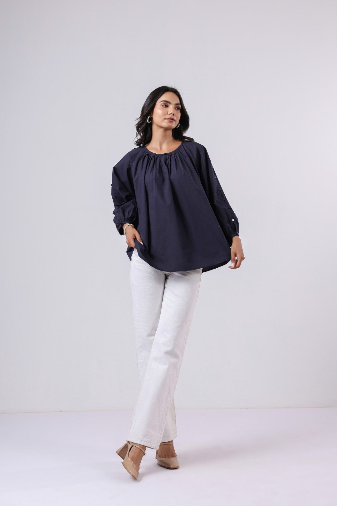 Women's navy cotton tops
