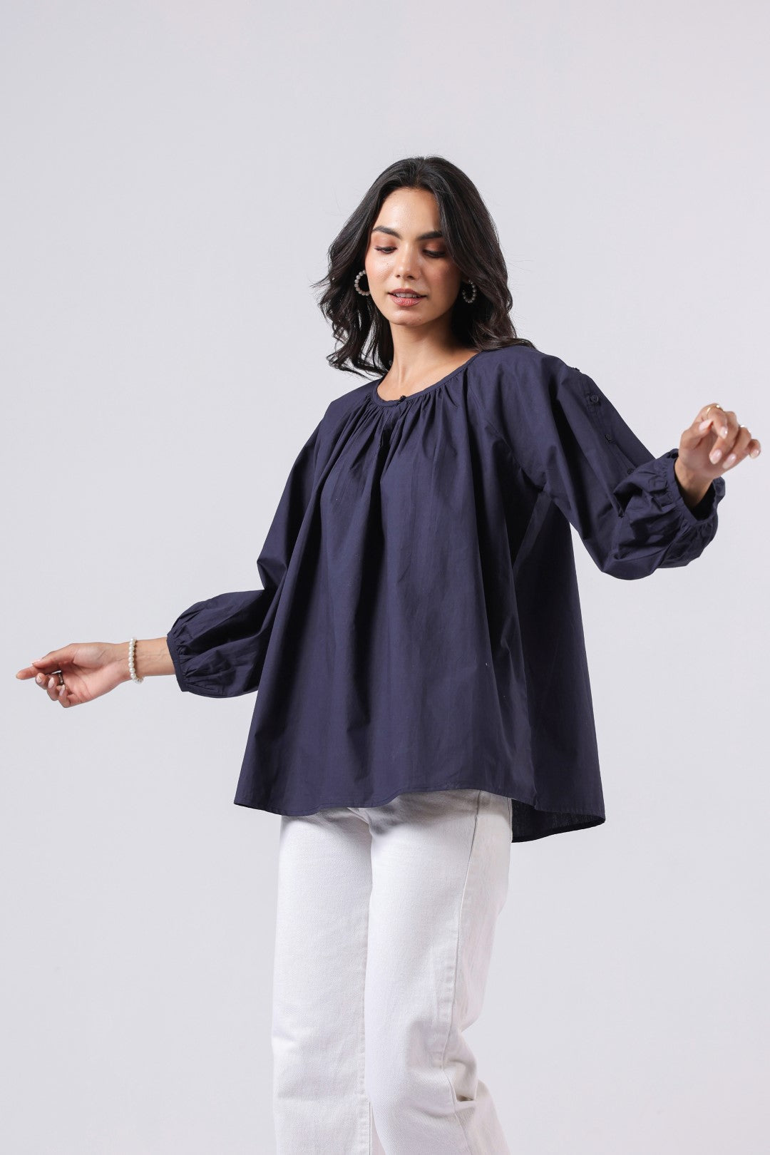 Women's navy cotton tops