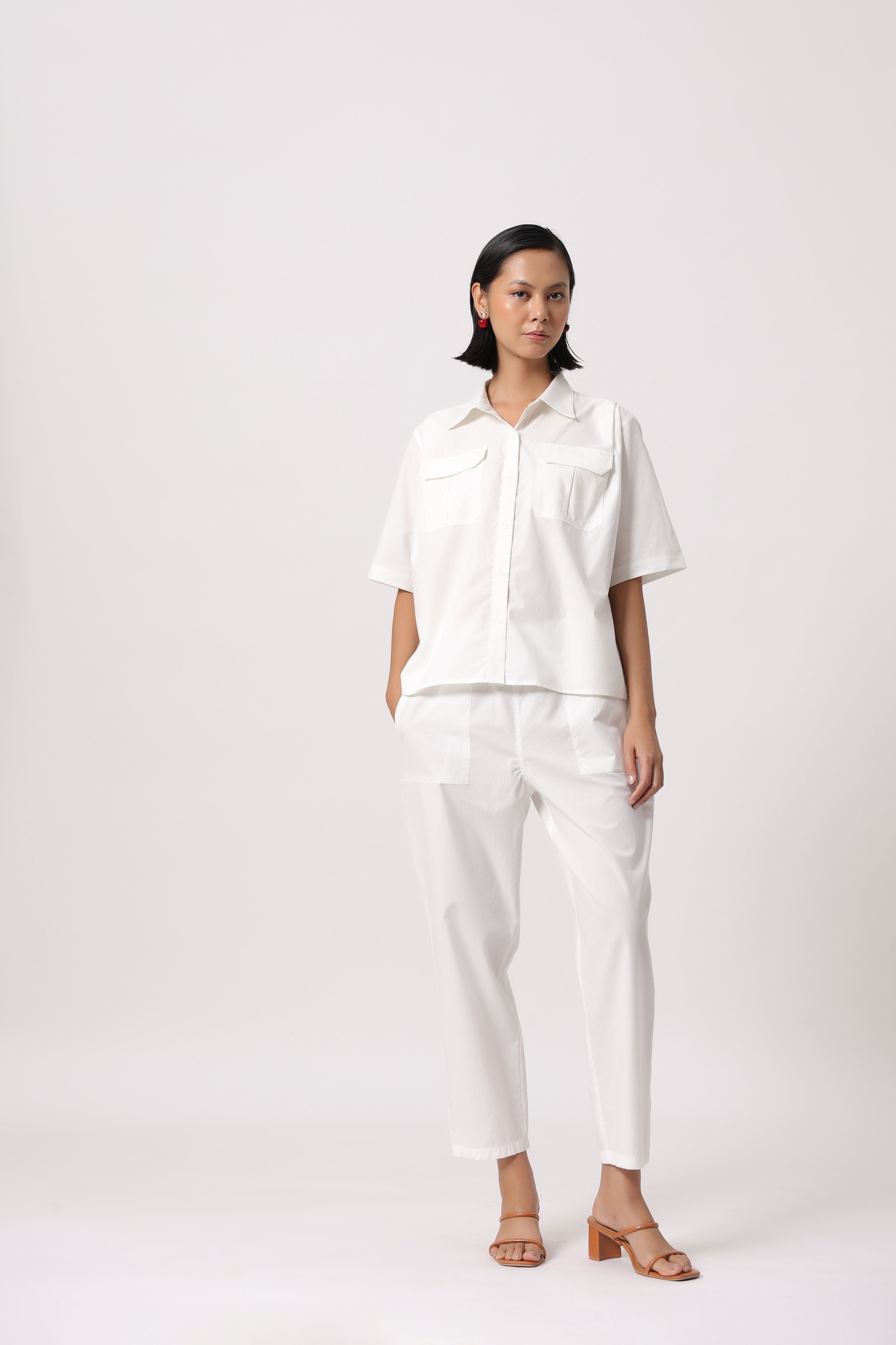 Women’s White Cotton Poplin Co-Ord Set