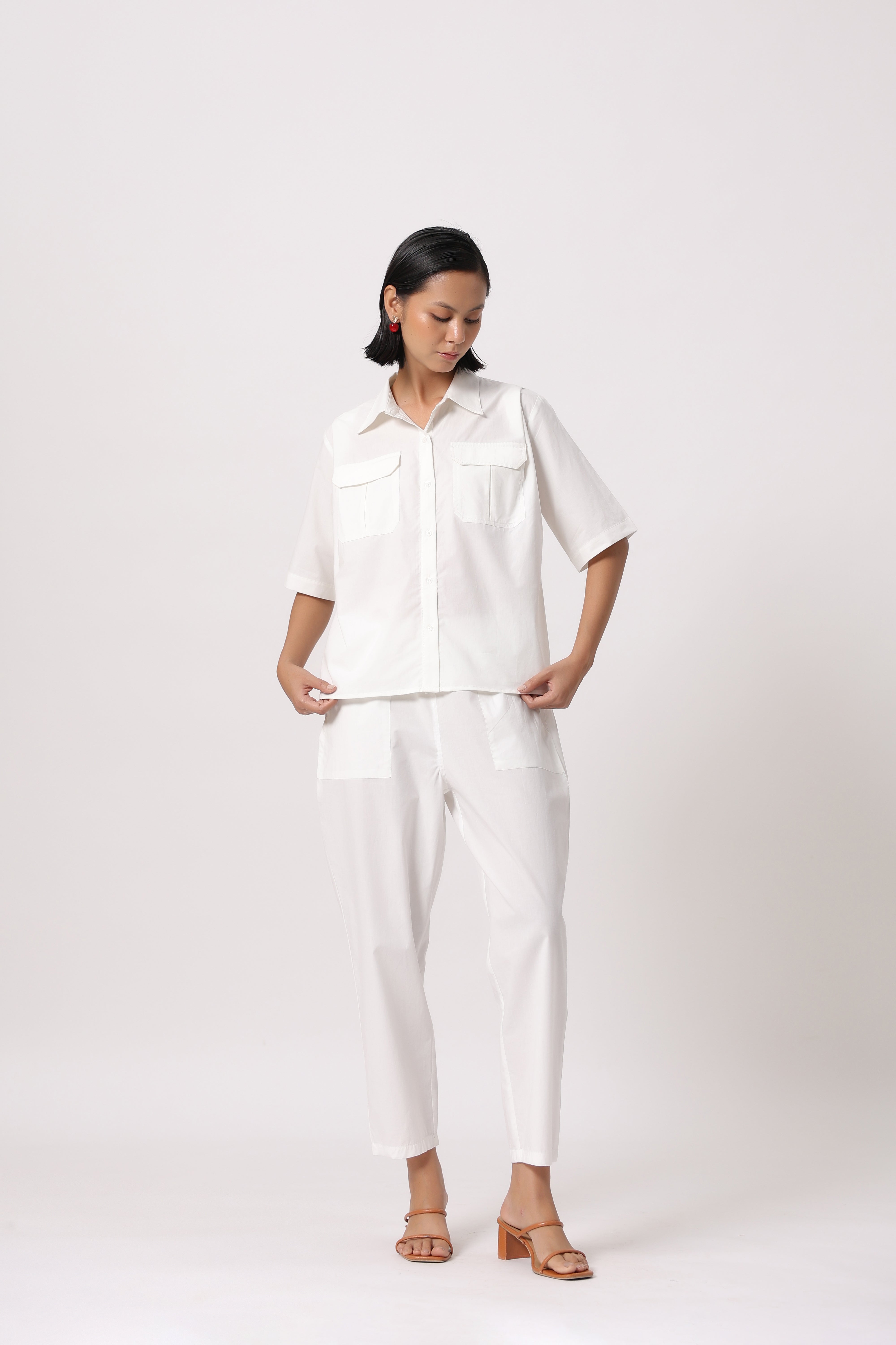Women’s White Cotton Poplin Co-Ord Set