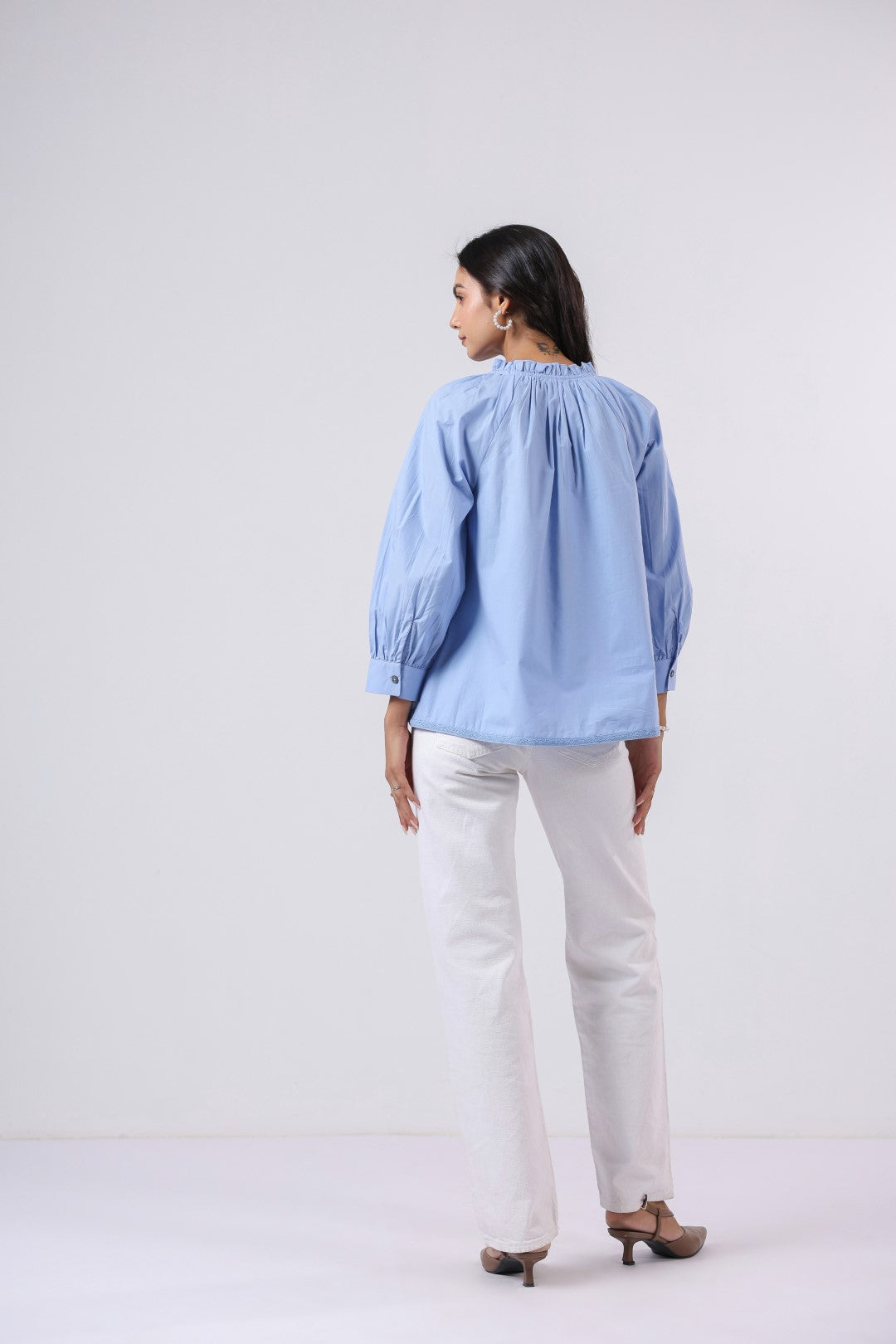 Women's blue cotton tops