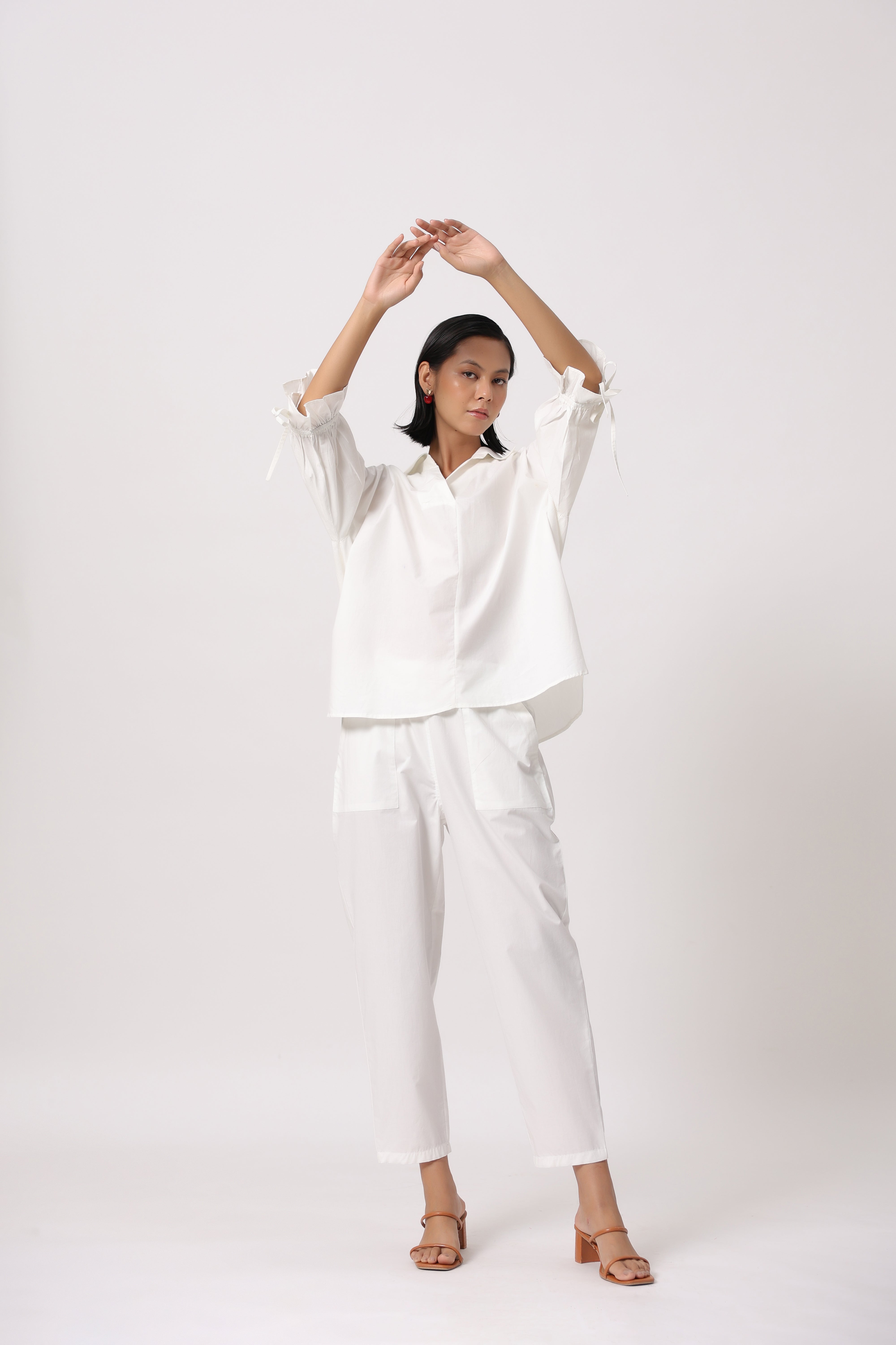 Women’s White Cotton Poplin Co-Ord Set