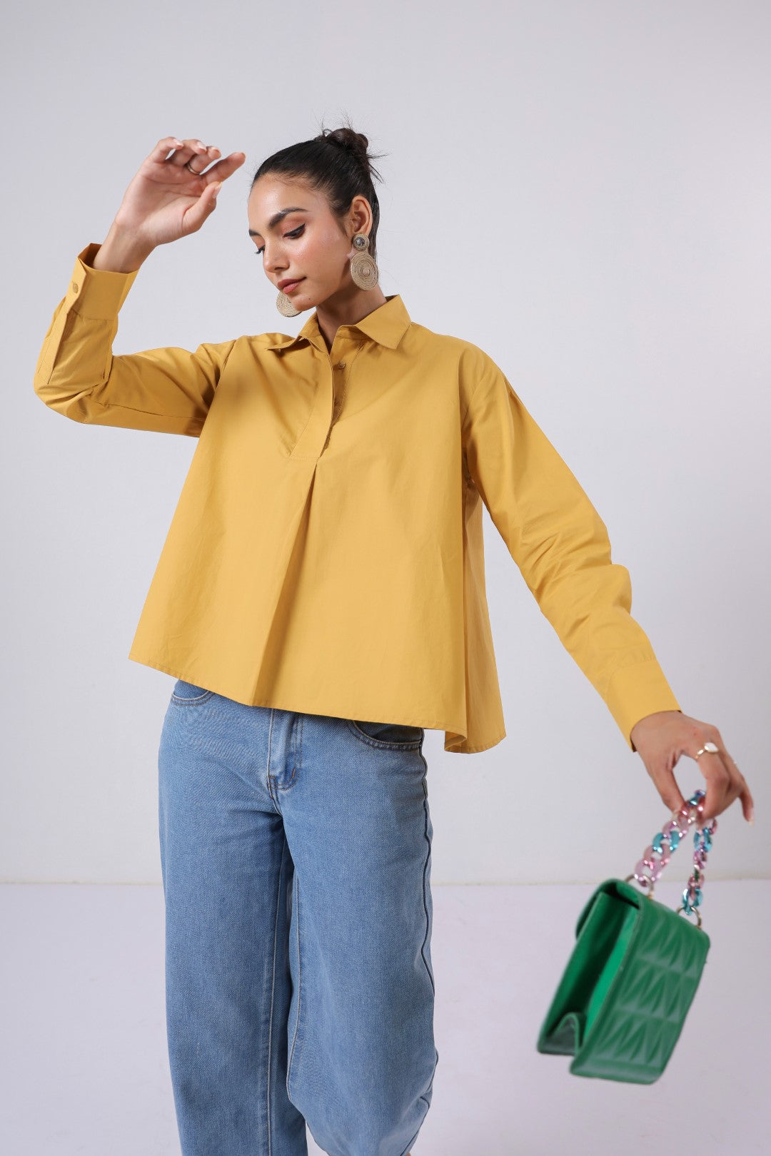 Women’s Yellow Cotton Poplin Top