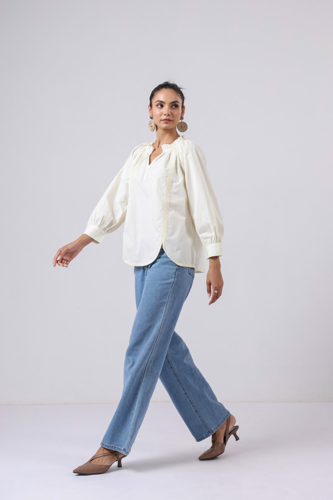 Women's off-white cotton tops