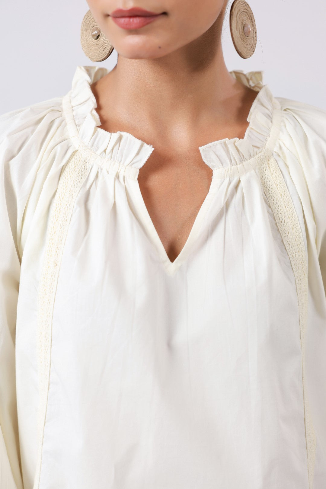 Women's off-white cotton tops