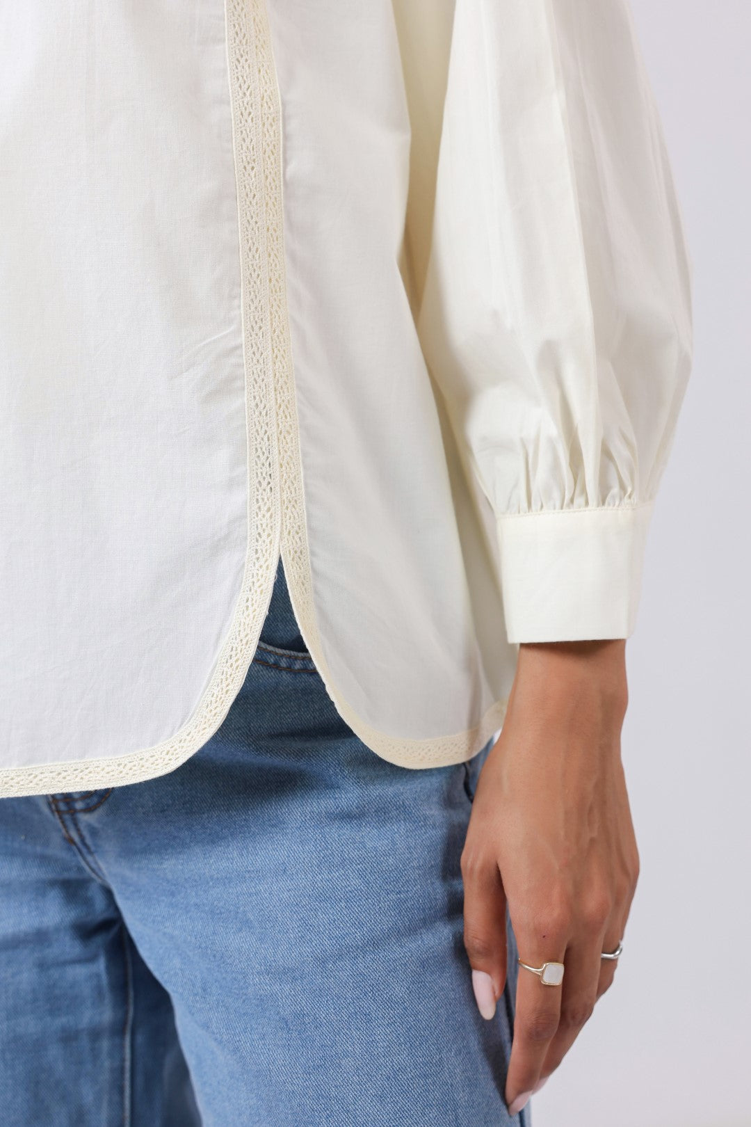 Women's off-white cotton tops