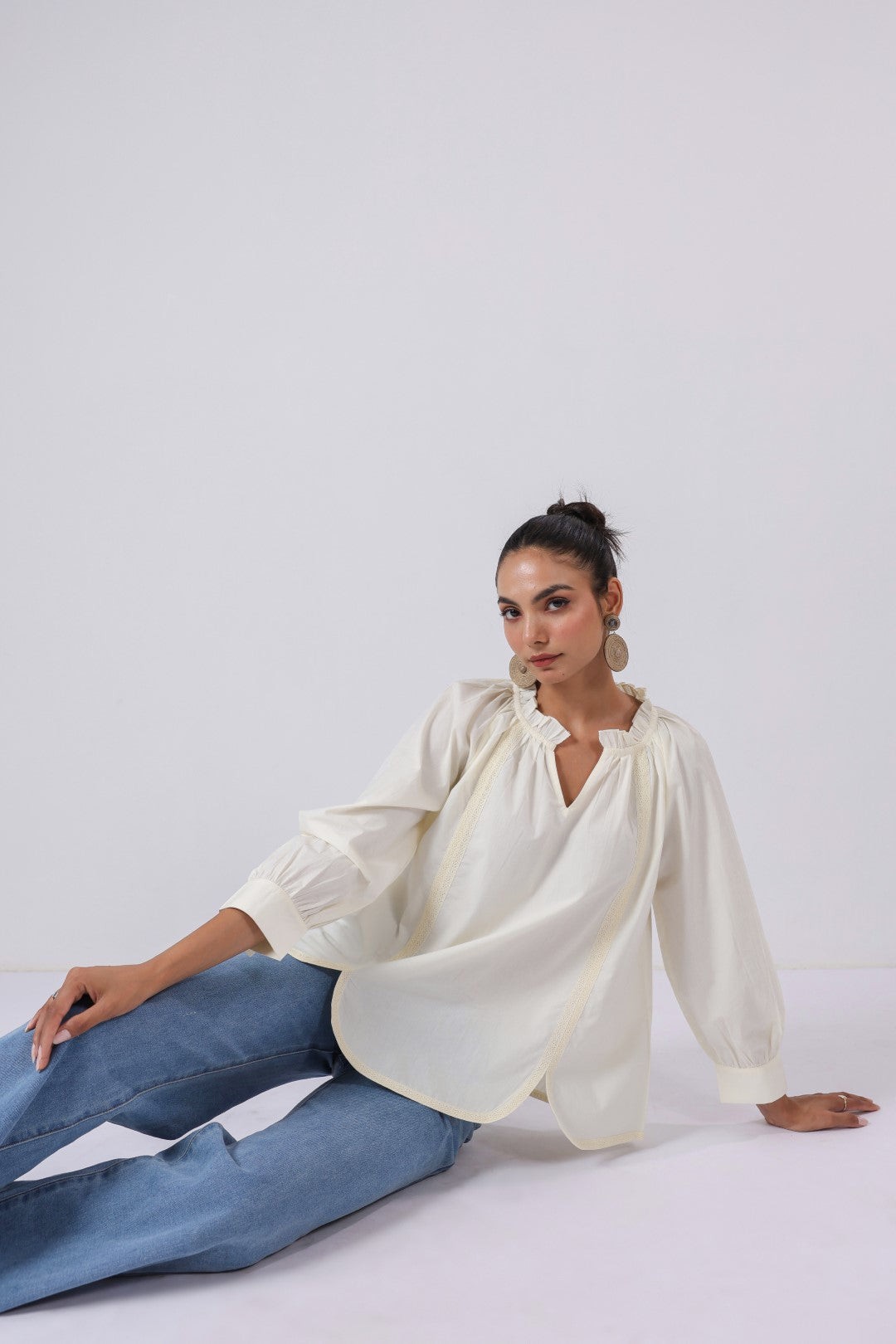 Women's off-white cotton tops
