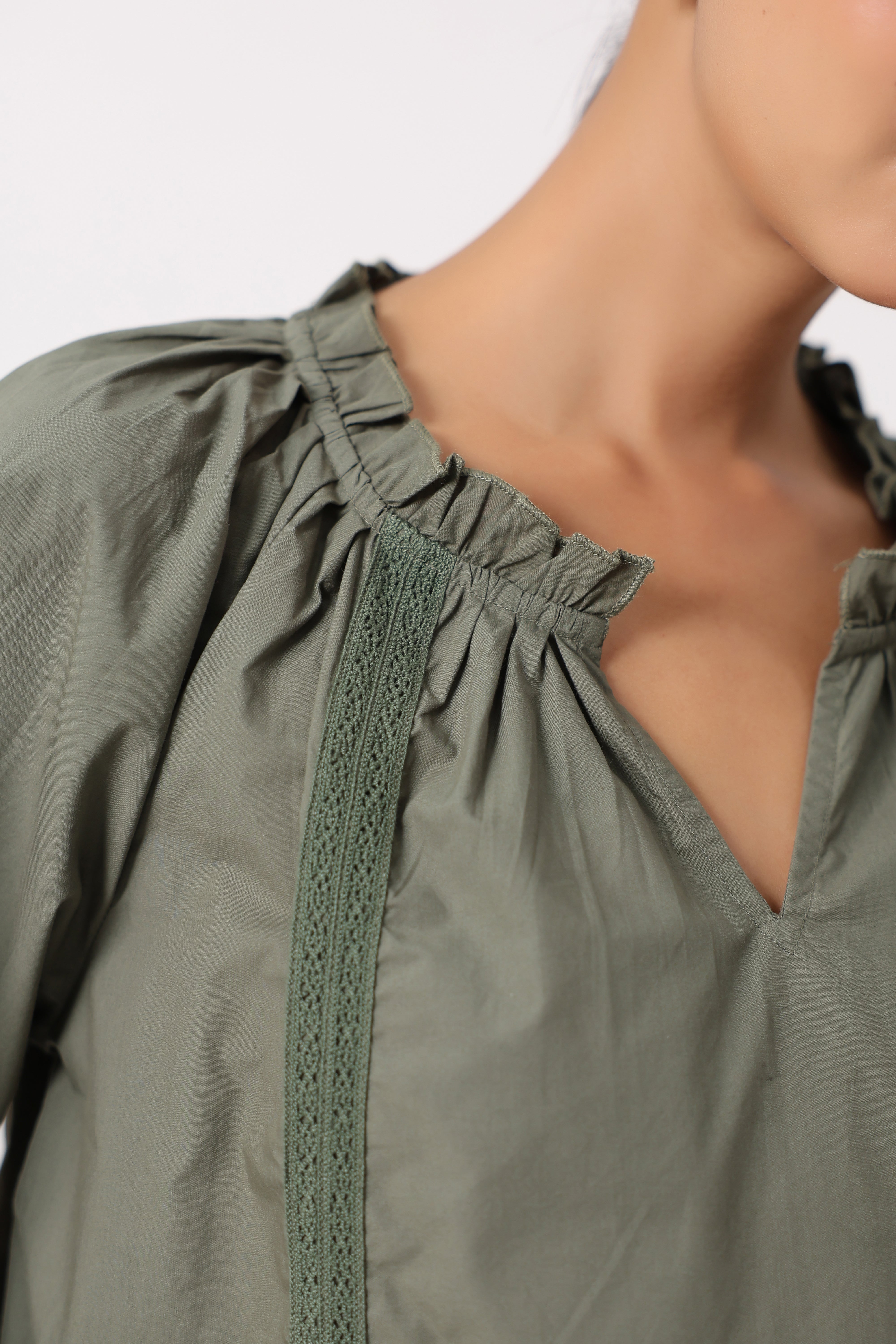 Women’s Olive Green Cotton Poplin Top