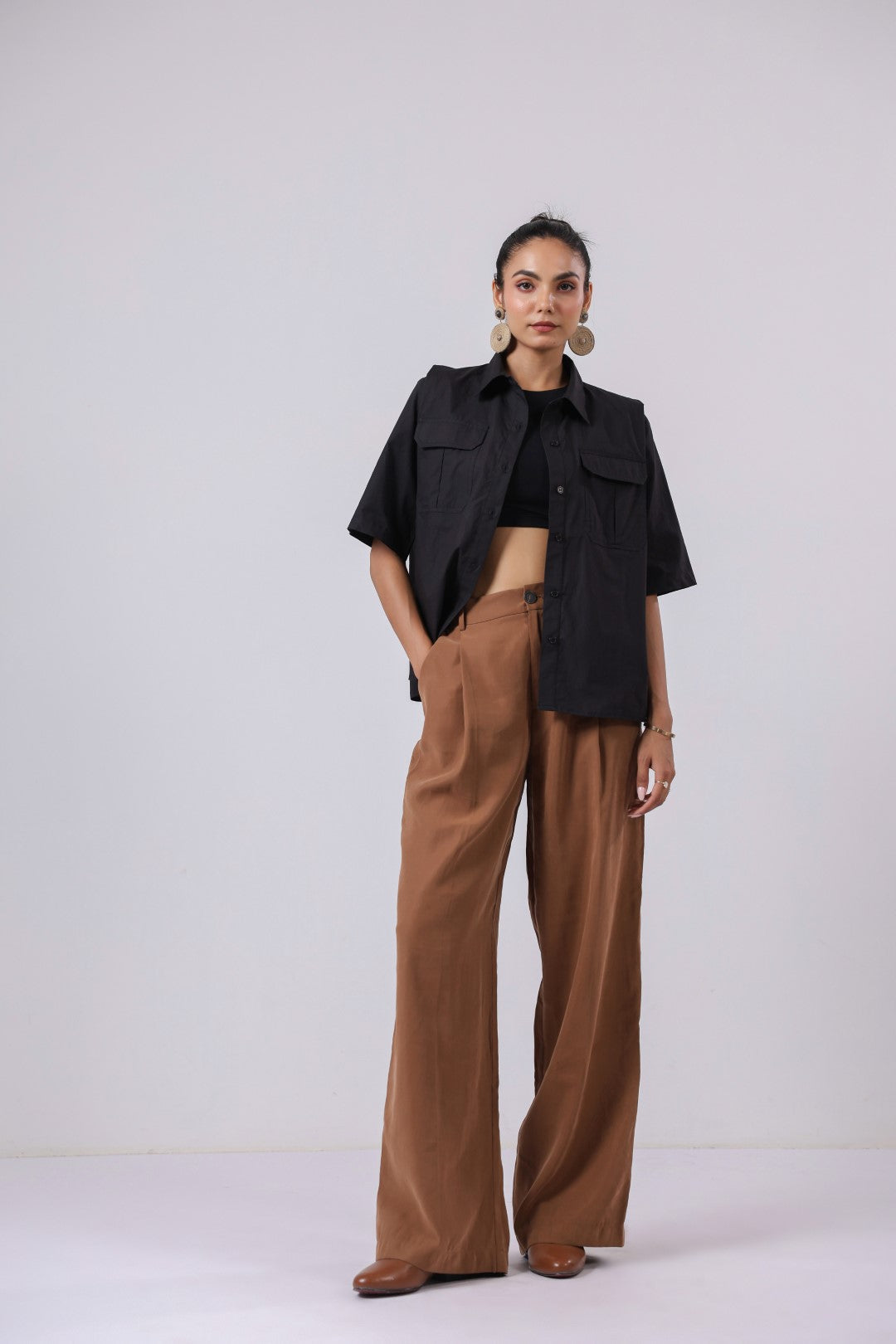 Women’s Black Cotton Poplin Top