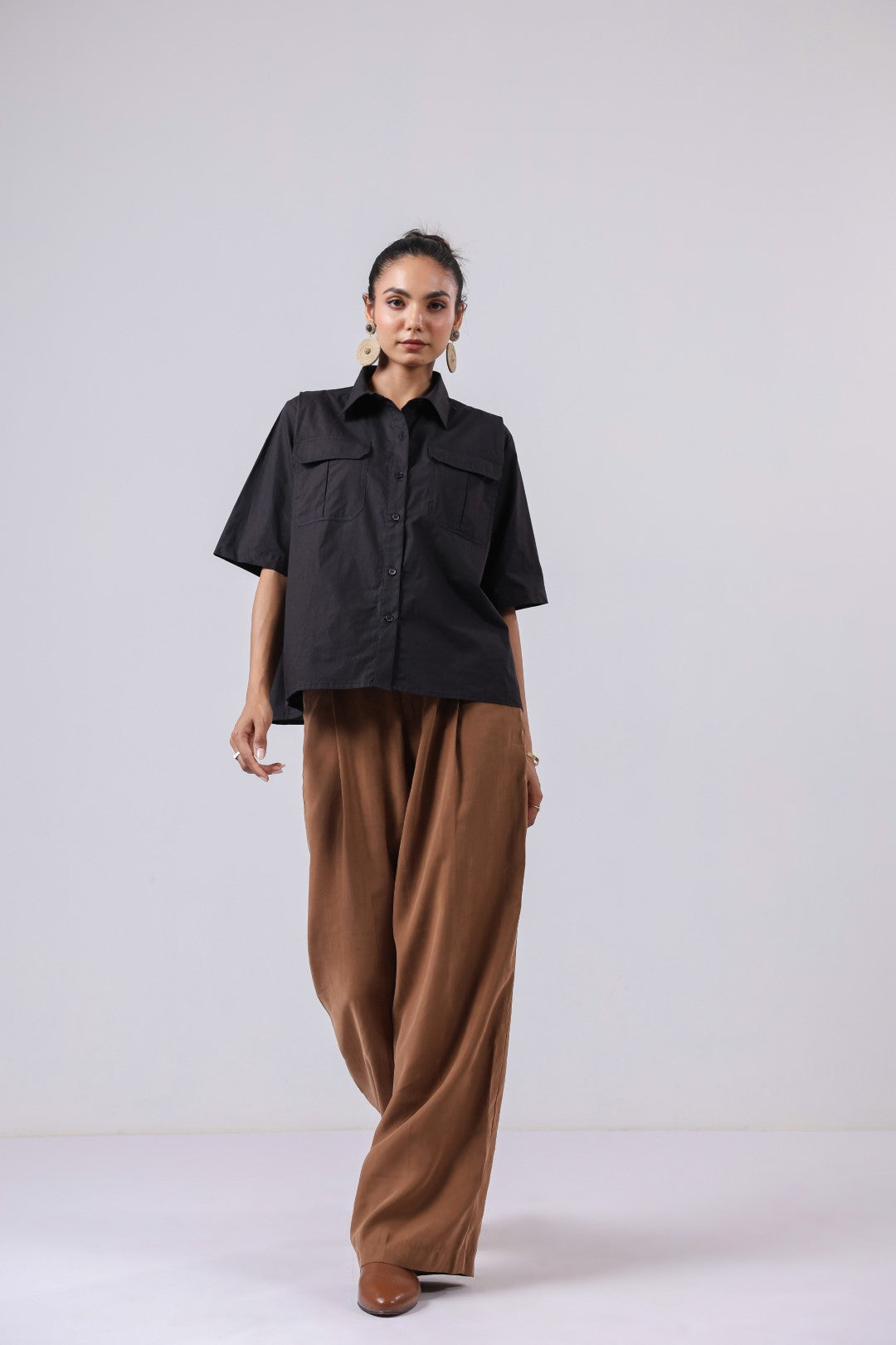 Women’s Black Cotton Poplin Top