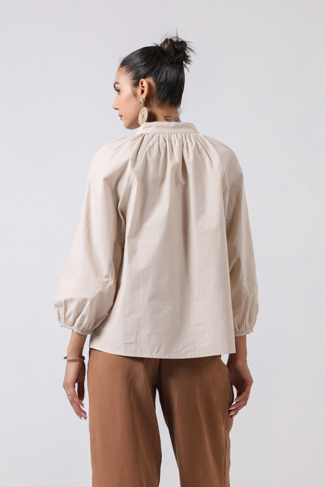 Women's beige cotton tops