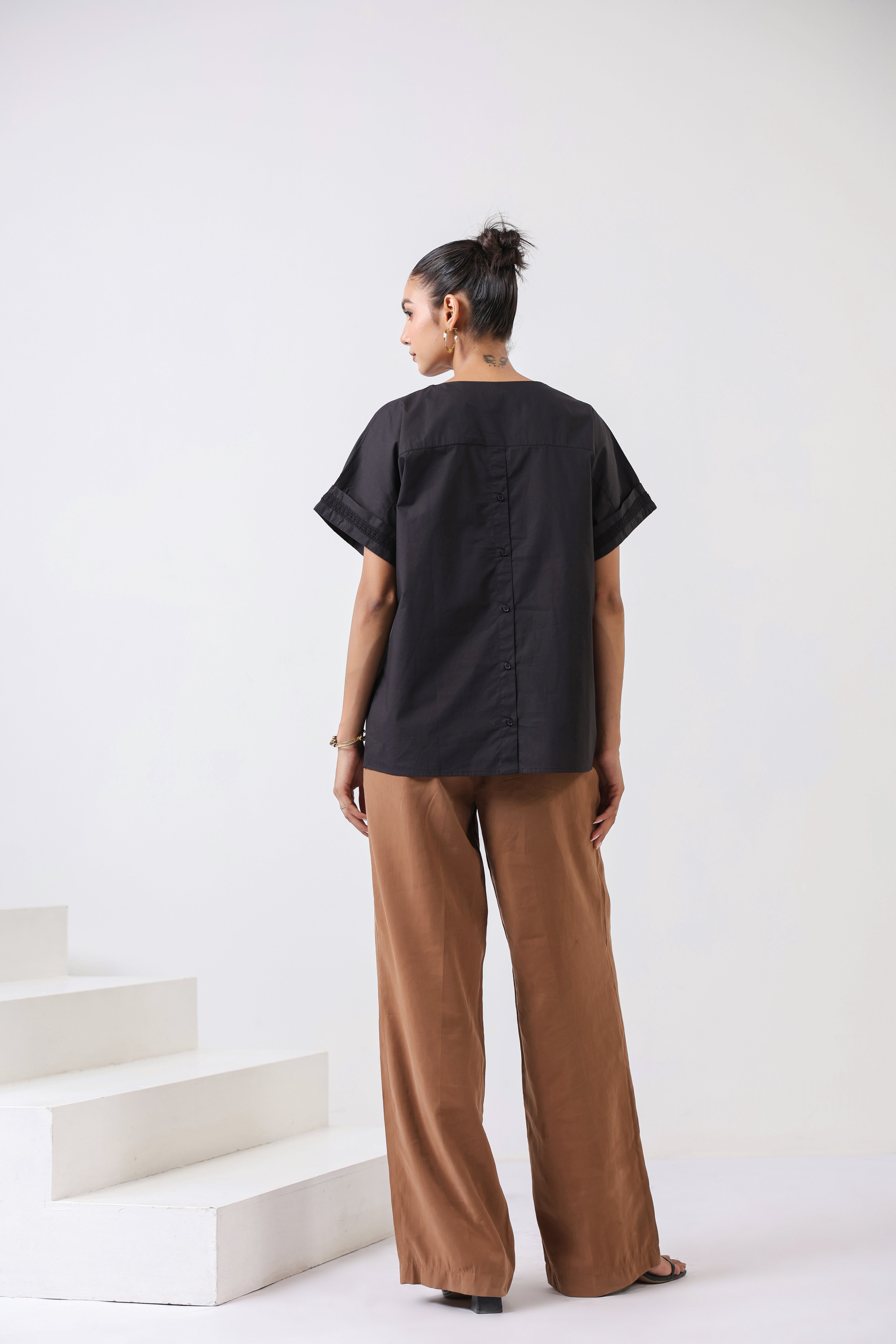 Women's Black Cotton Top