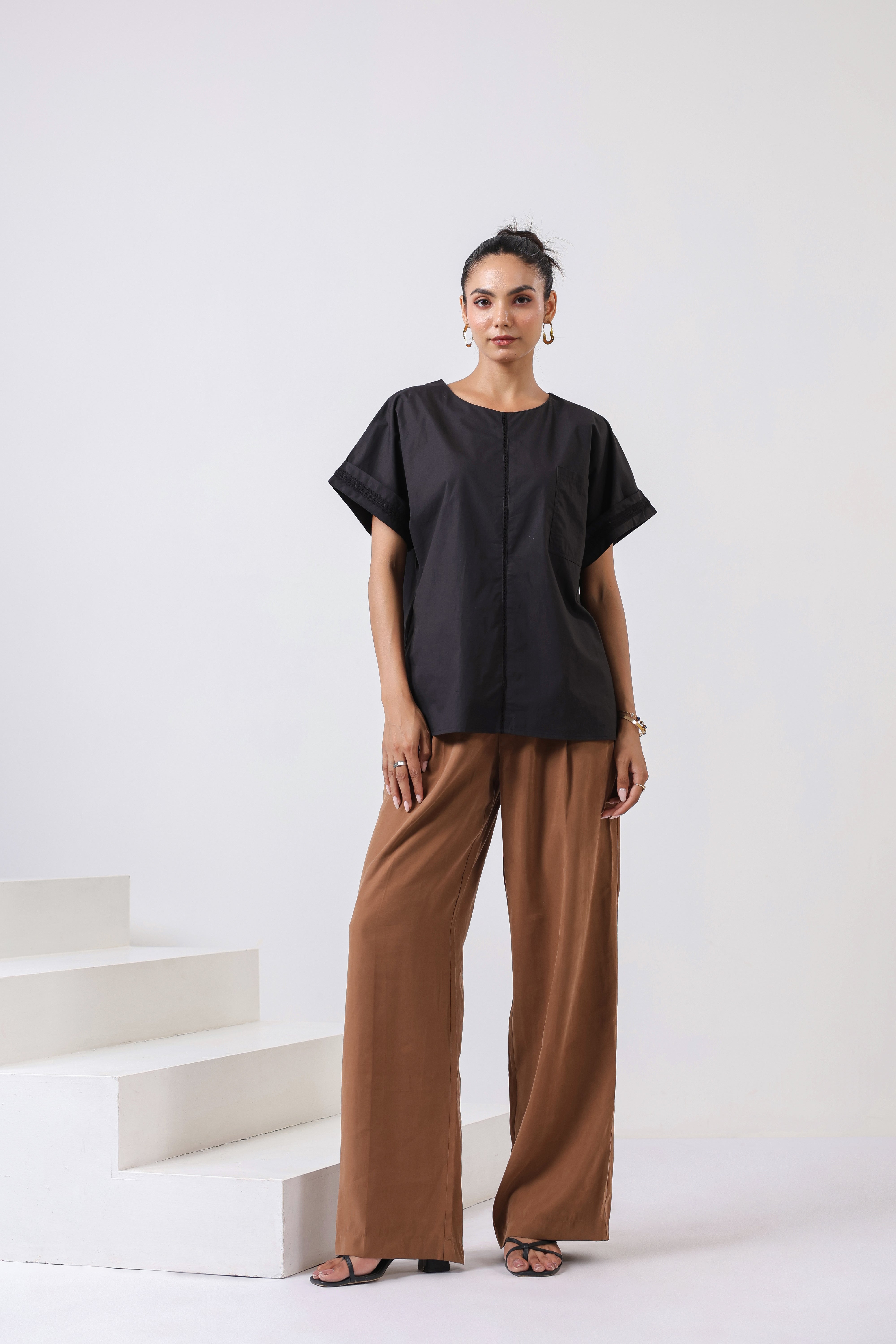 Women's Black Cotton Top