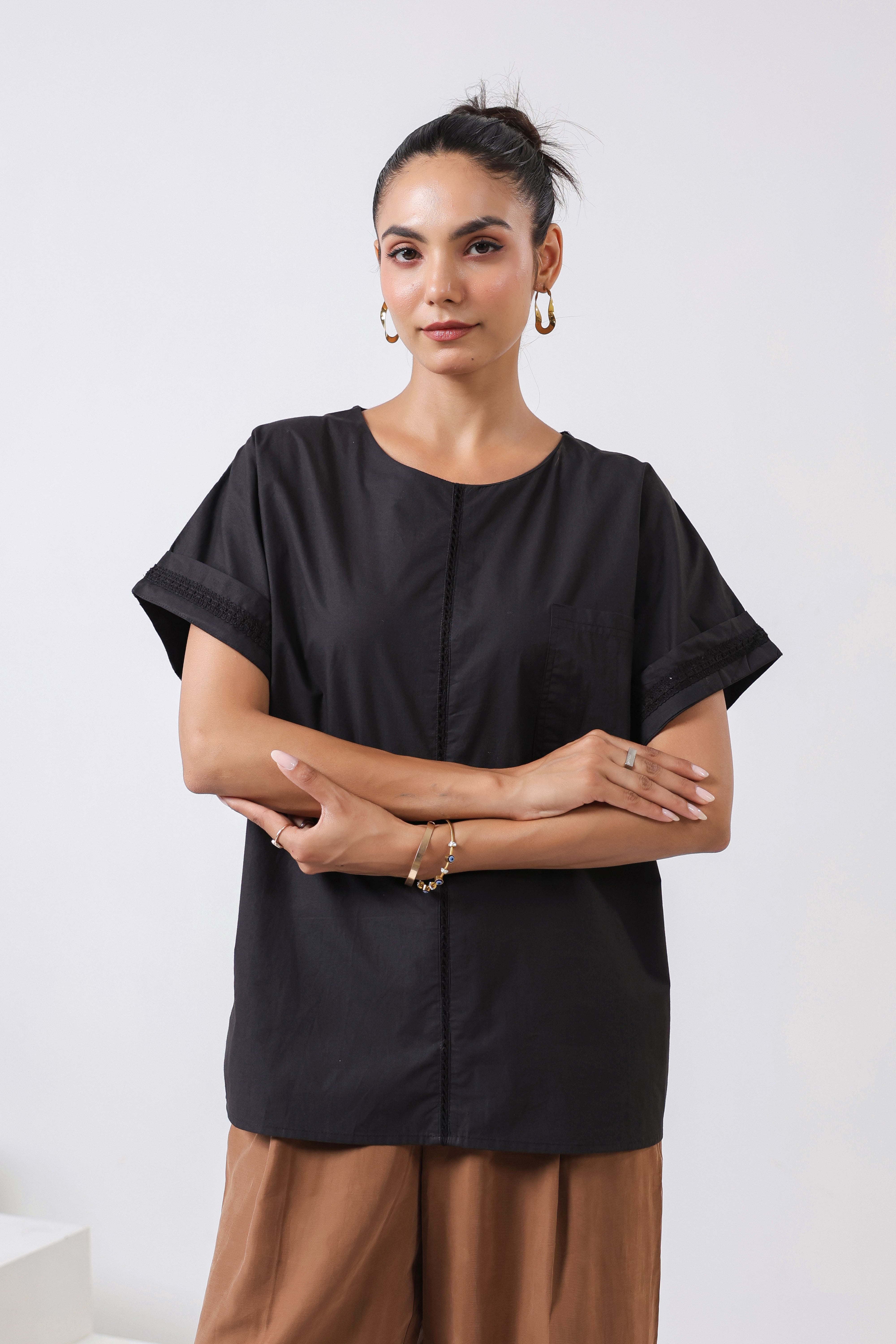 Women's Black Cotton Top