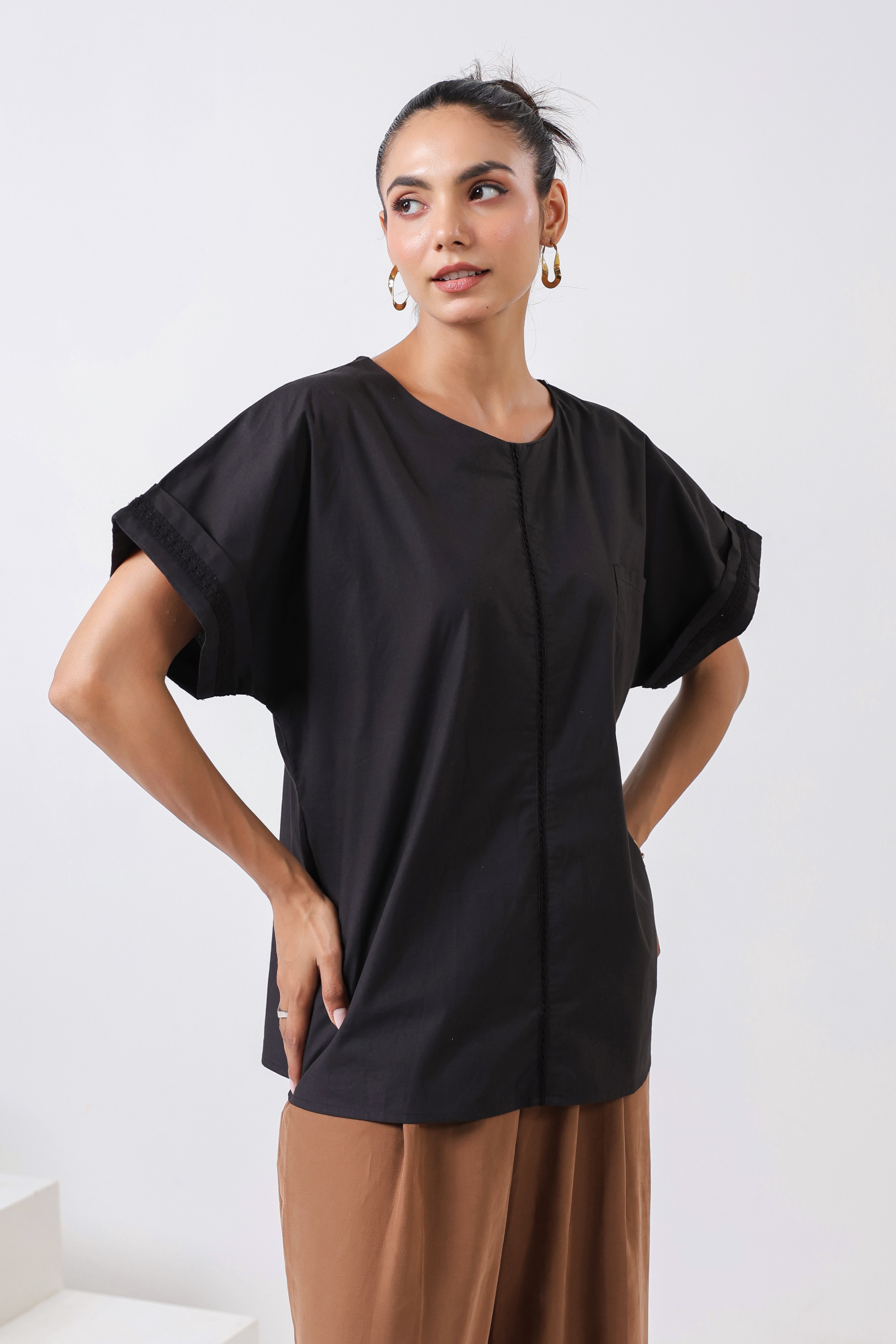Women's Black Cotton Top