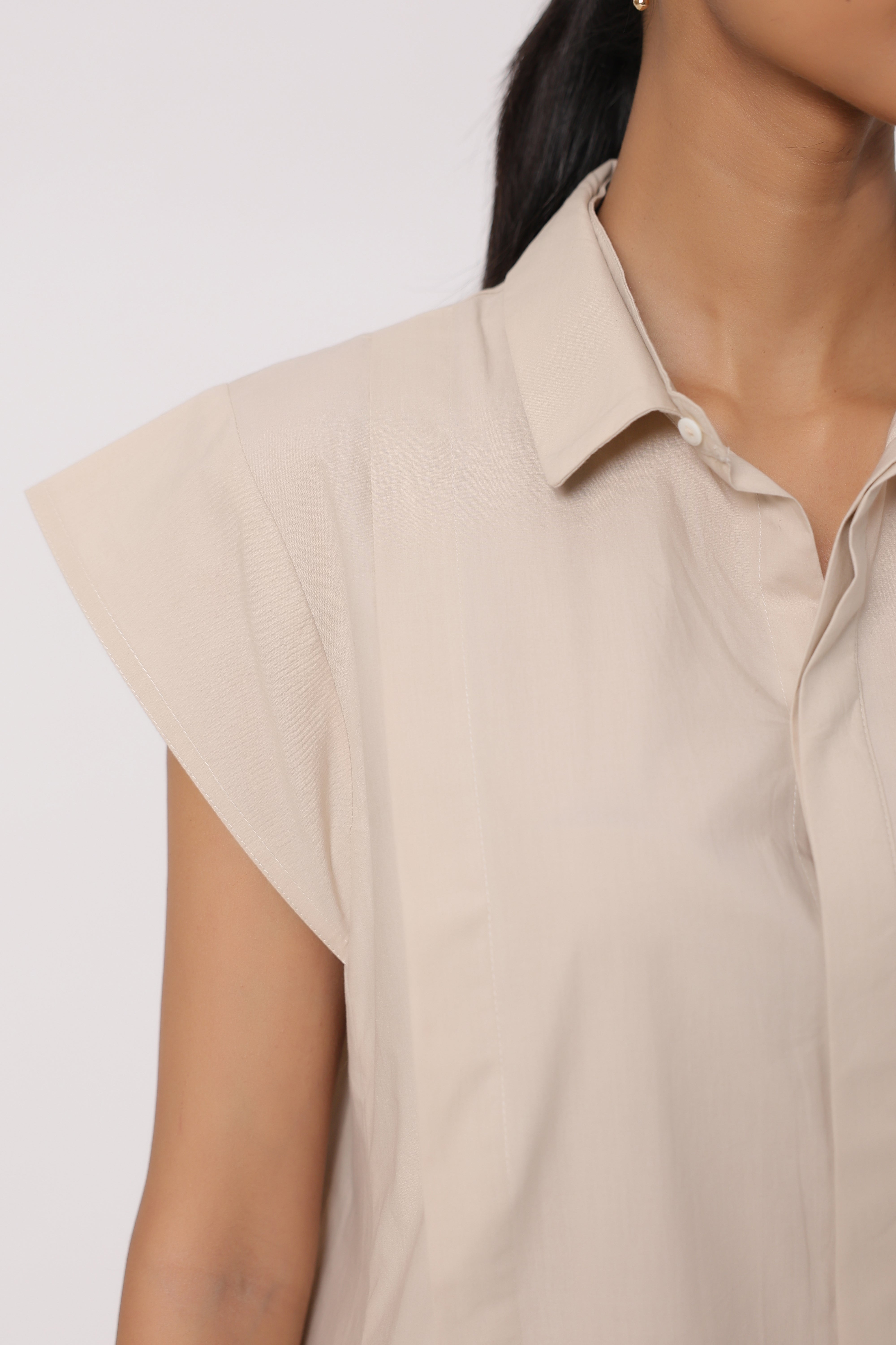 Women’s Beige Cotton Top with Beige Pants Co-Ord Set