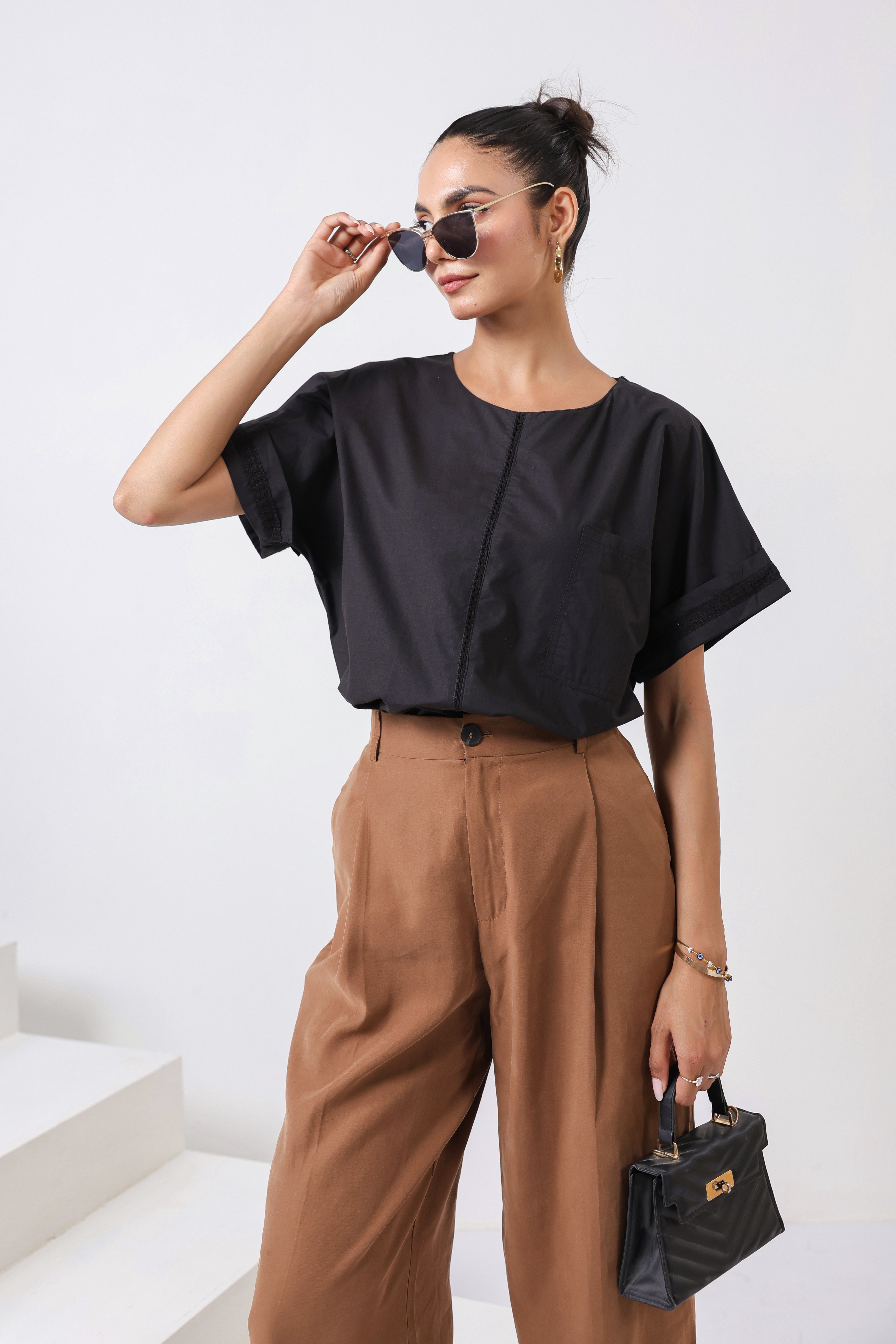 Women's Black Cotton Top