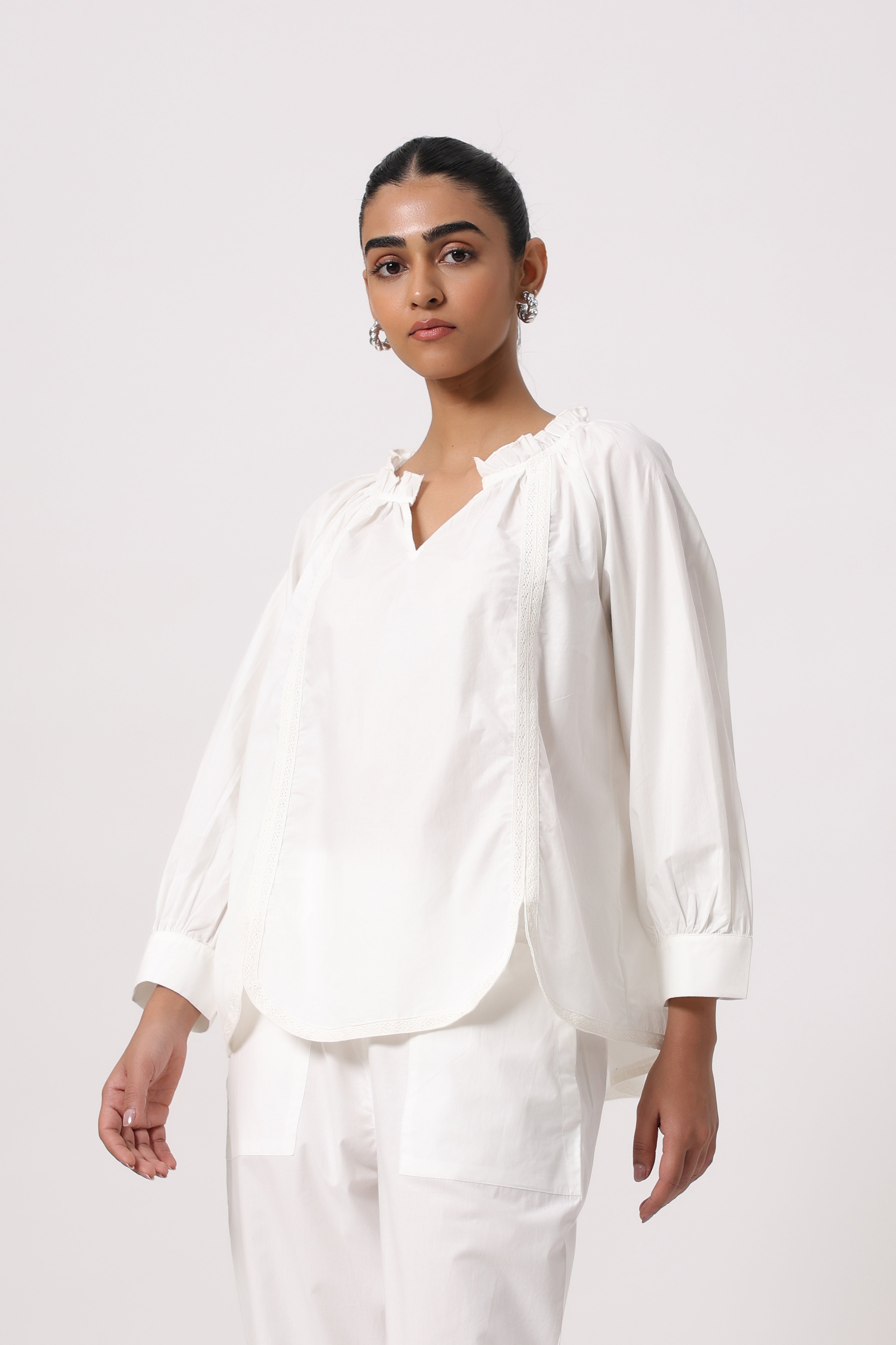 Women’s White Cotton Poplin Co-Ord Set