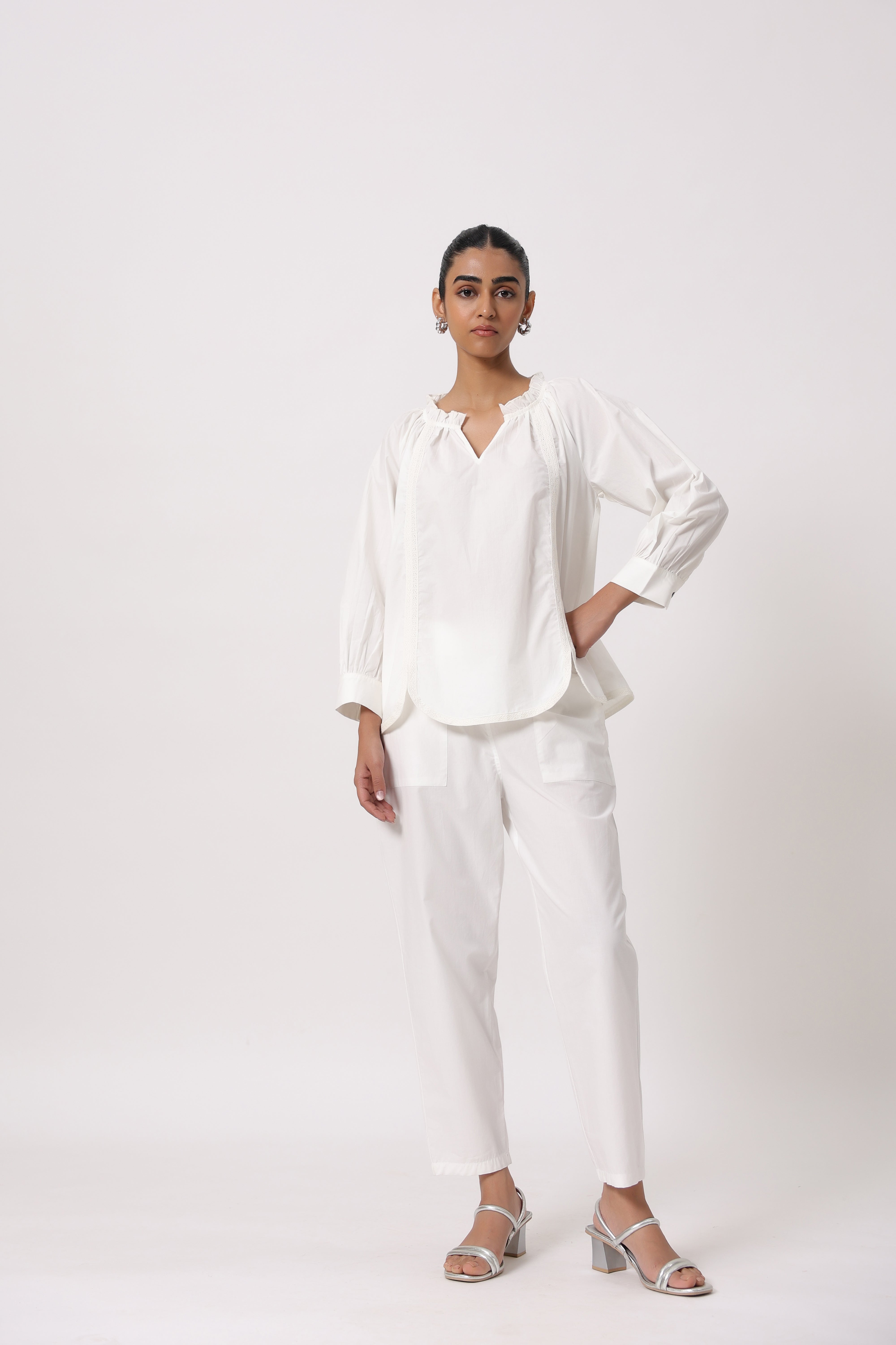 Women’s White Cotton Poplin Co-Ord Set