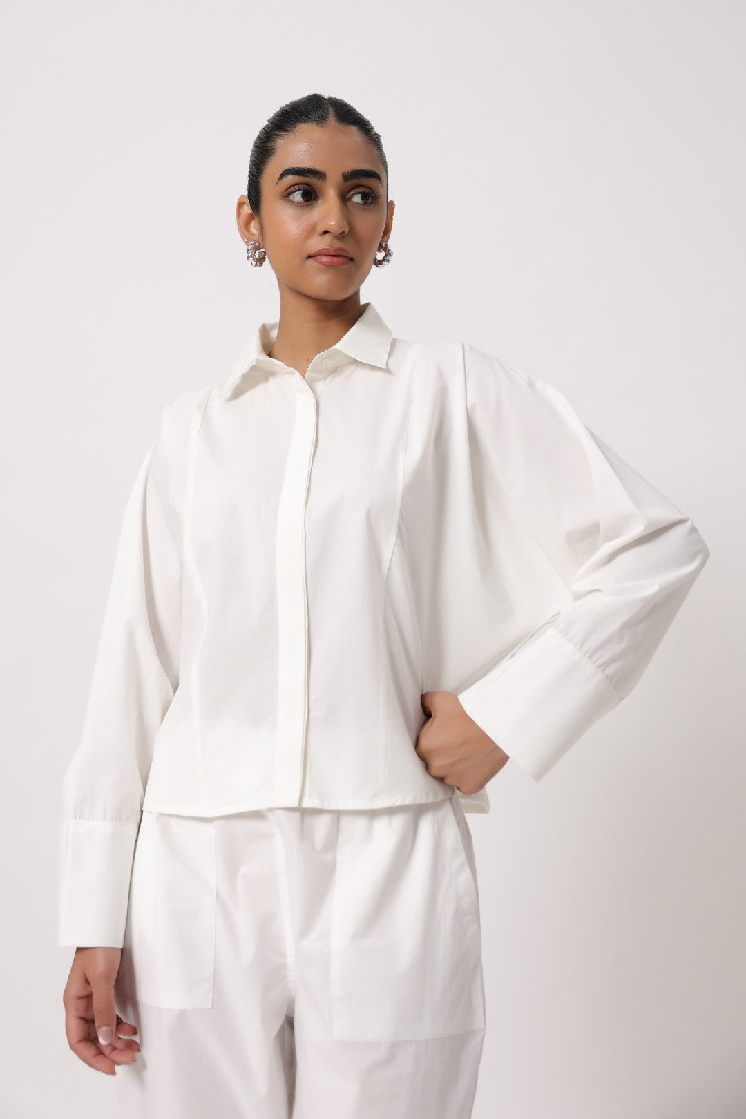 Women’s White Cotton Poplin Top