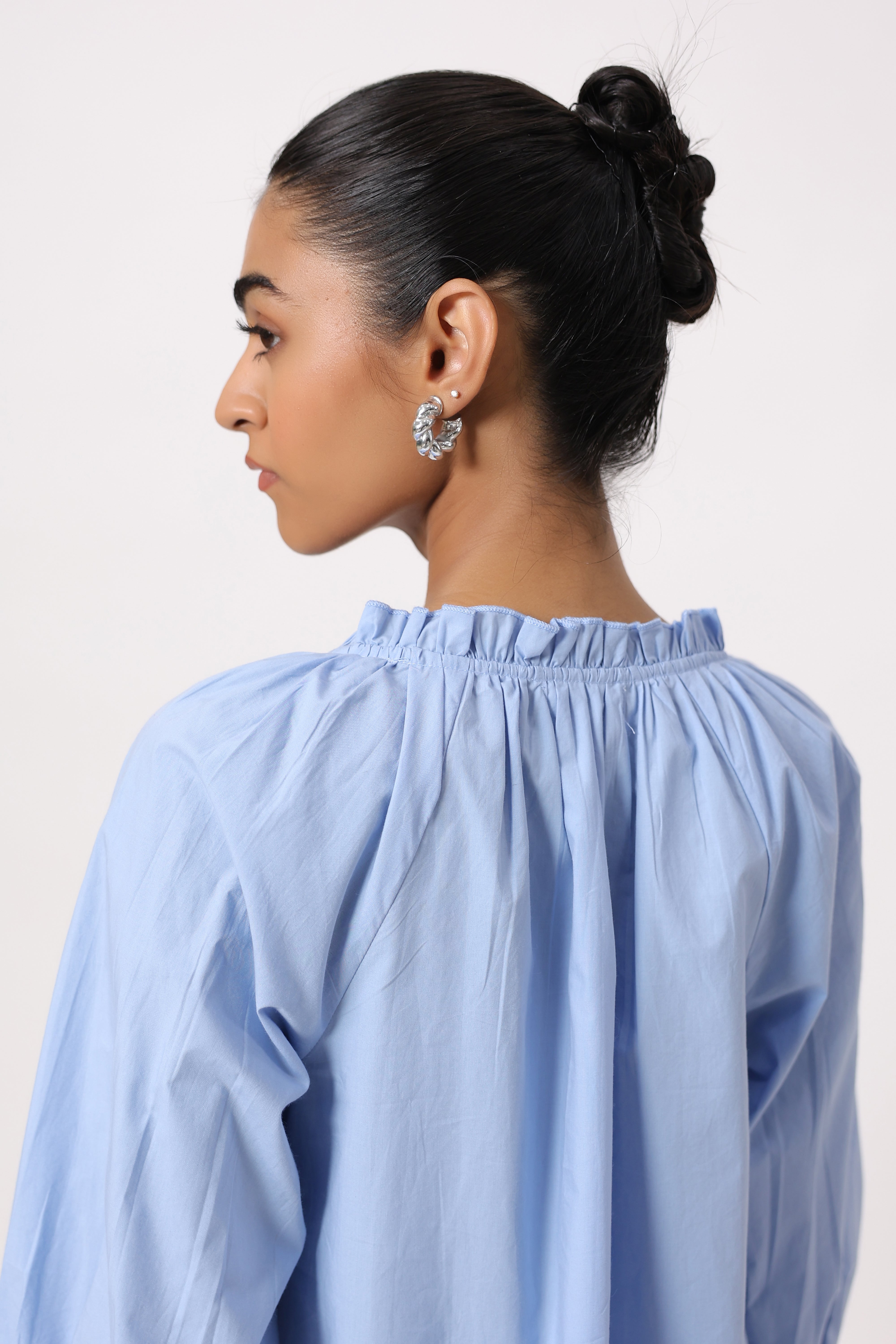 Women’s Blue Cotton Poplin Co-Ord Set