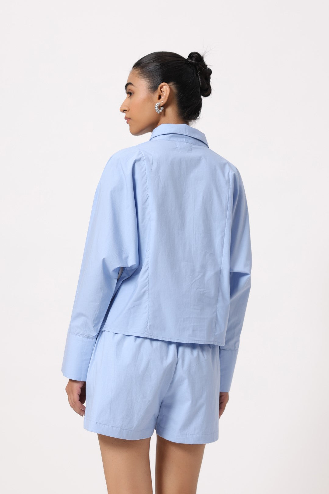 Women’s Blue Cotton Poplin Top