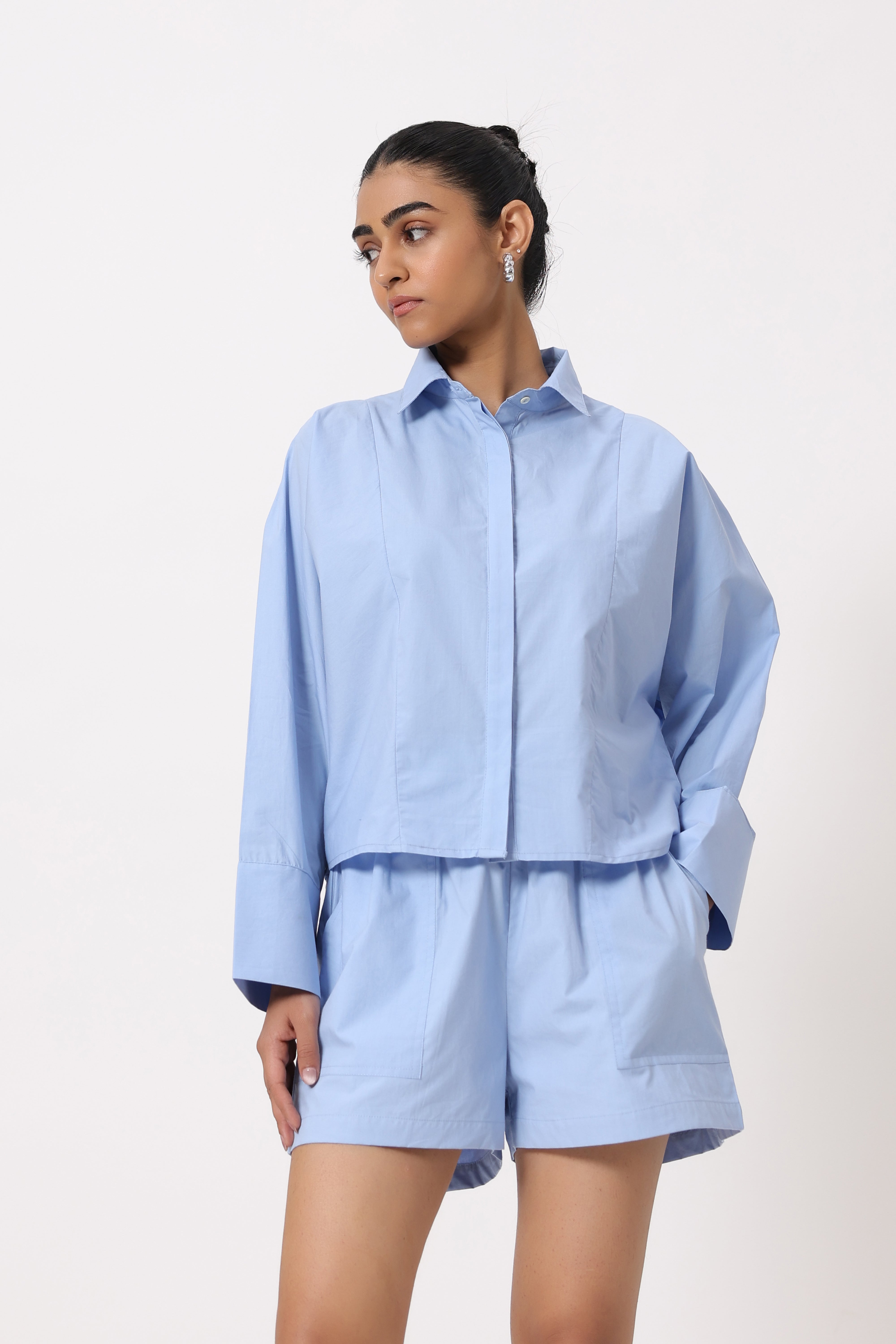 Women’s Blue Cotton Top with Blue Shorts Co-Ord Set