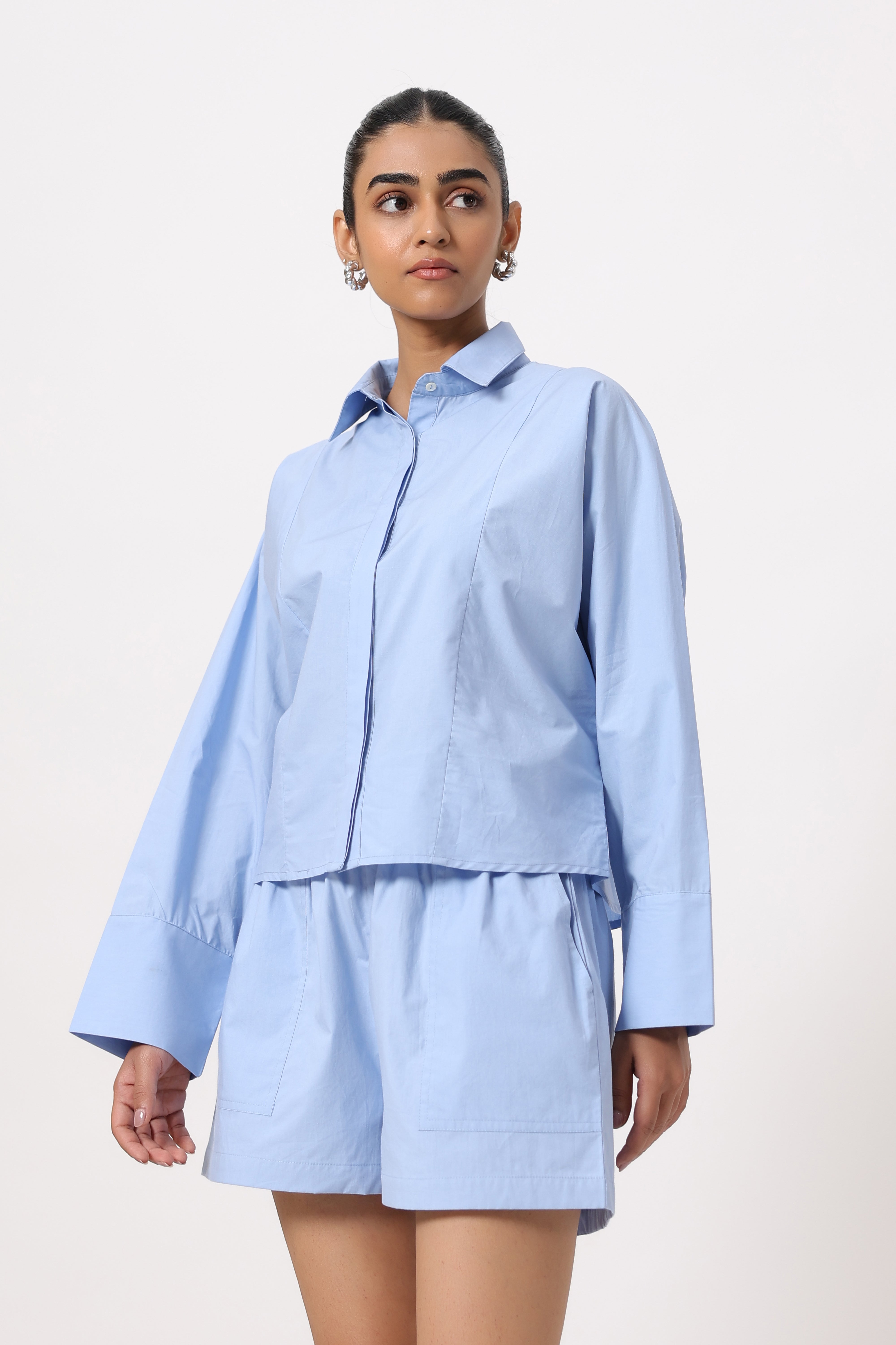 Women’s Blue Cotton Top with Blue Shorts Co-Ord Set