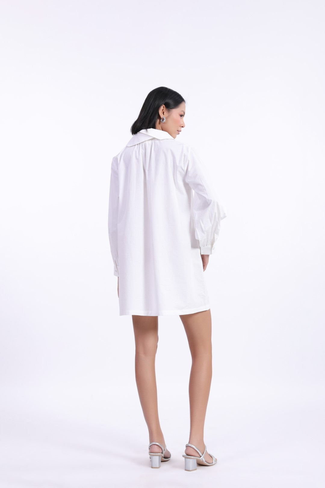 MUUN Women's White Solid Cotton Dress
