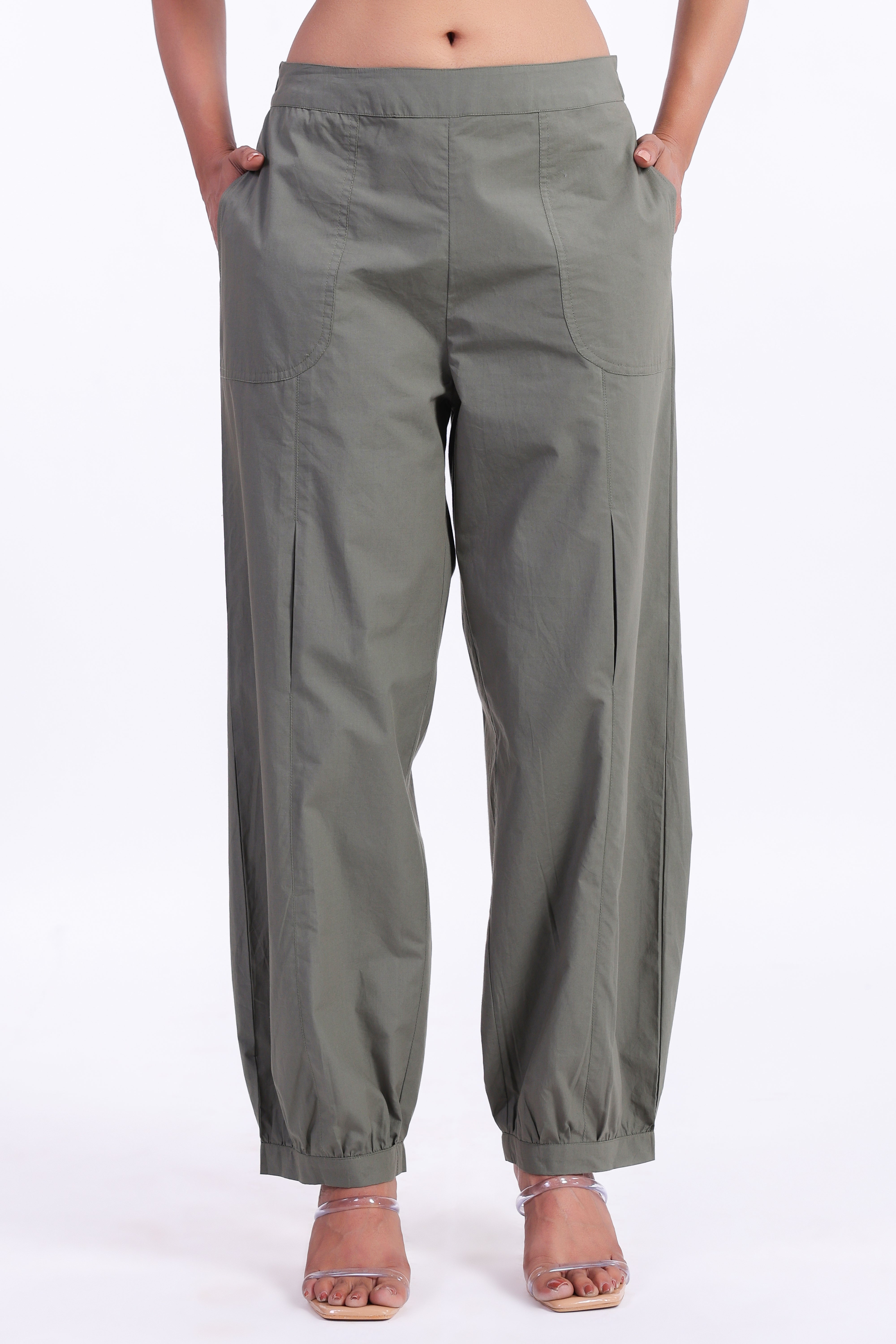 Women’s Green Cotton Trouser
