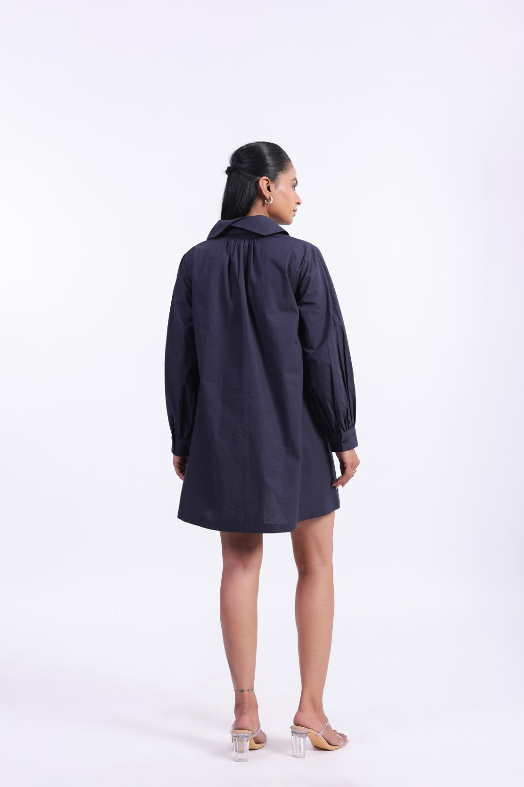 MUUN Women's Navy Solid Cotton Dress