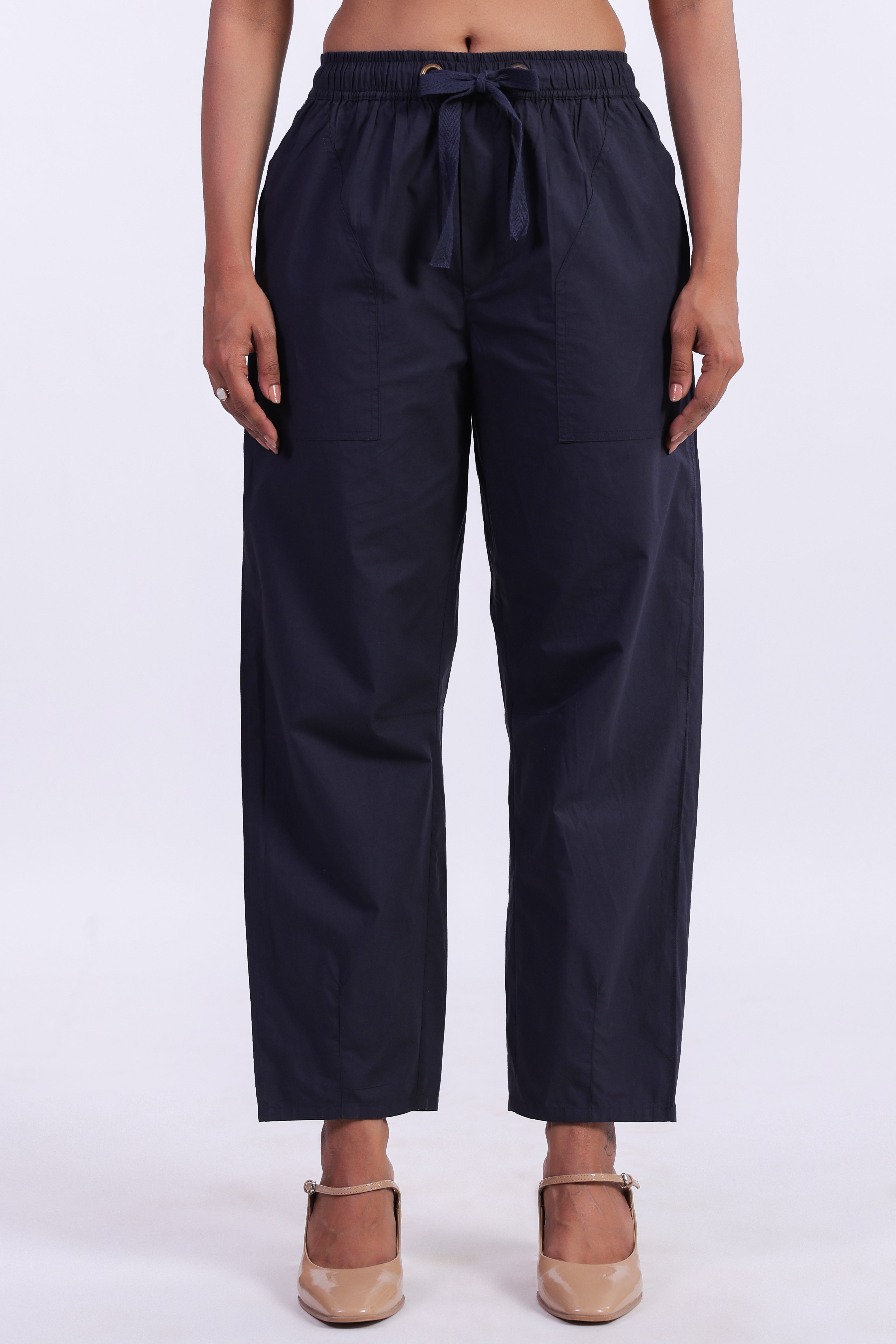 Women’s Navy Blue Cotton Trouser