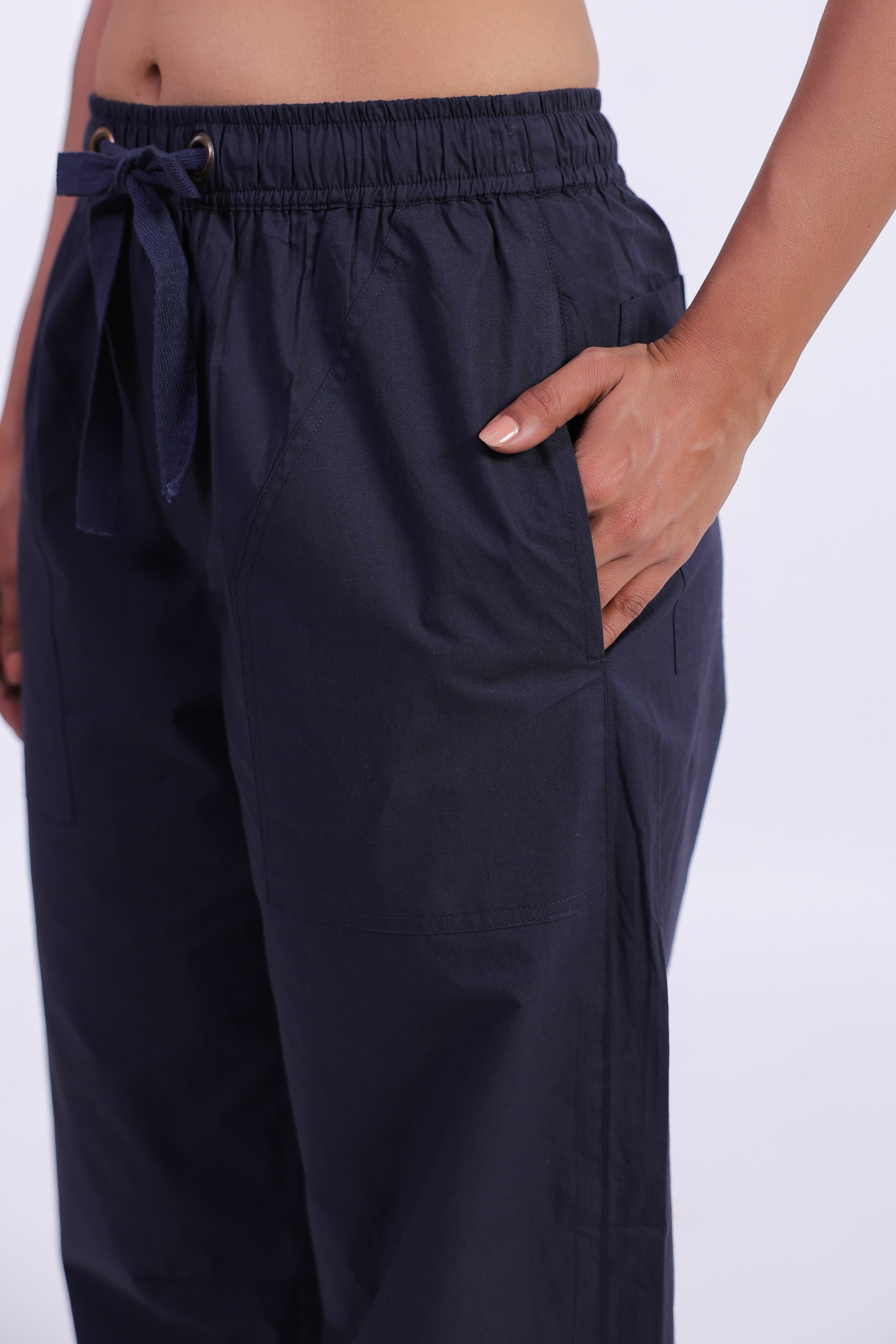 Women’s Navy Blue Cotton Trouser