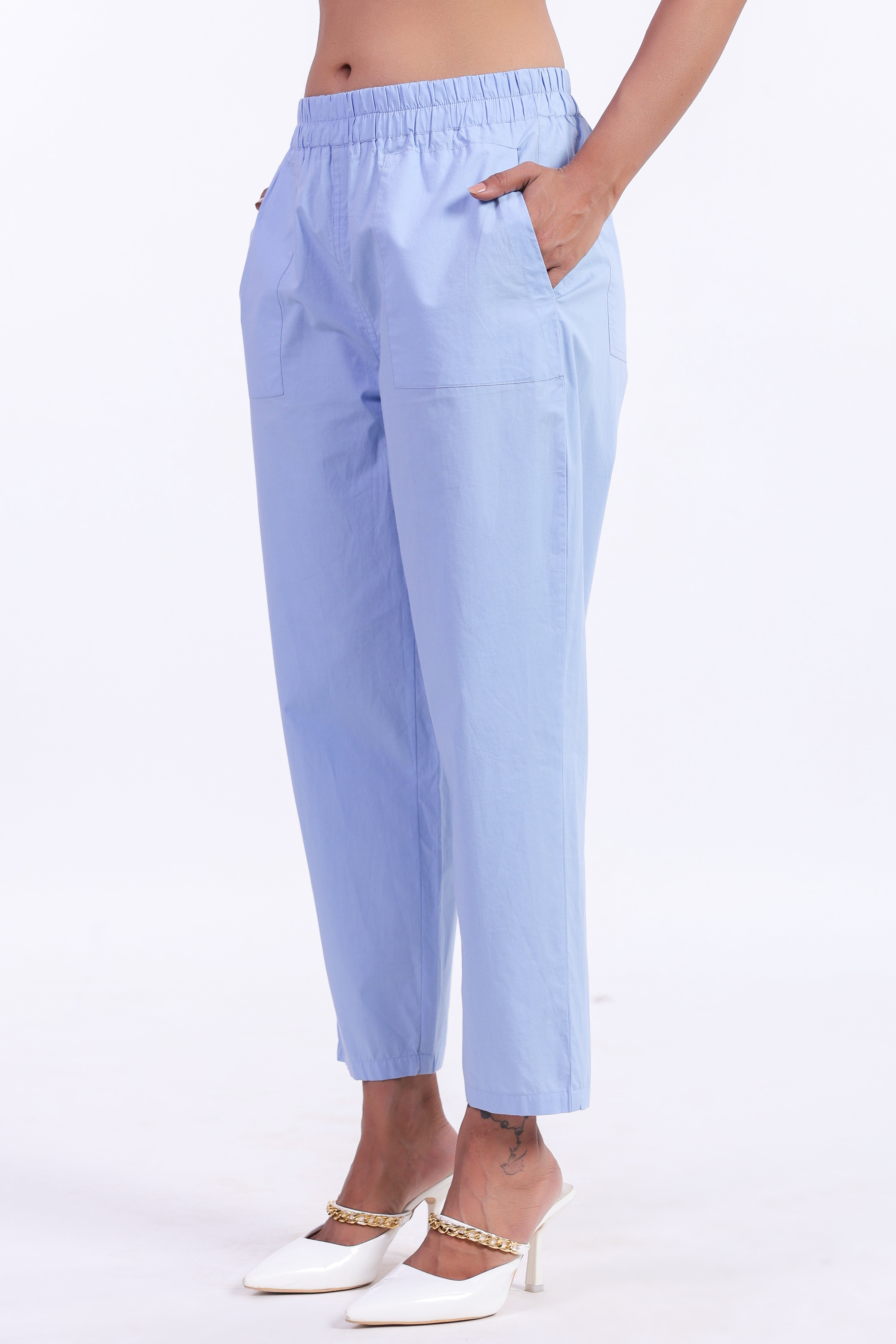 Women’s Blue Cotton Trouser