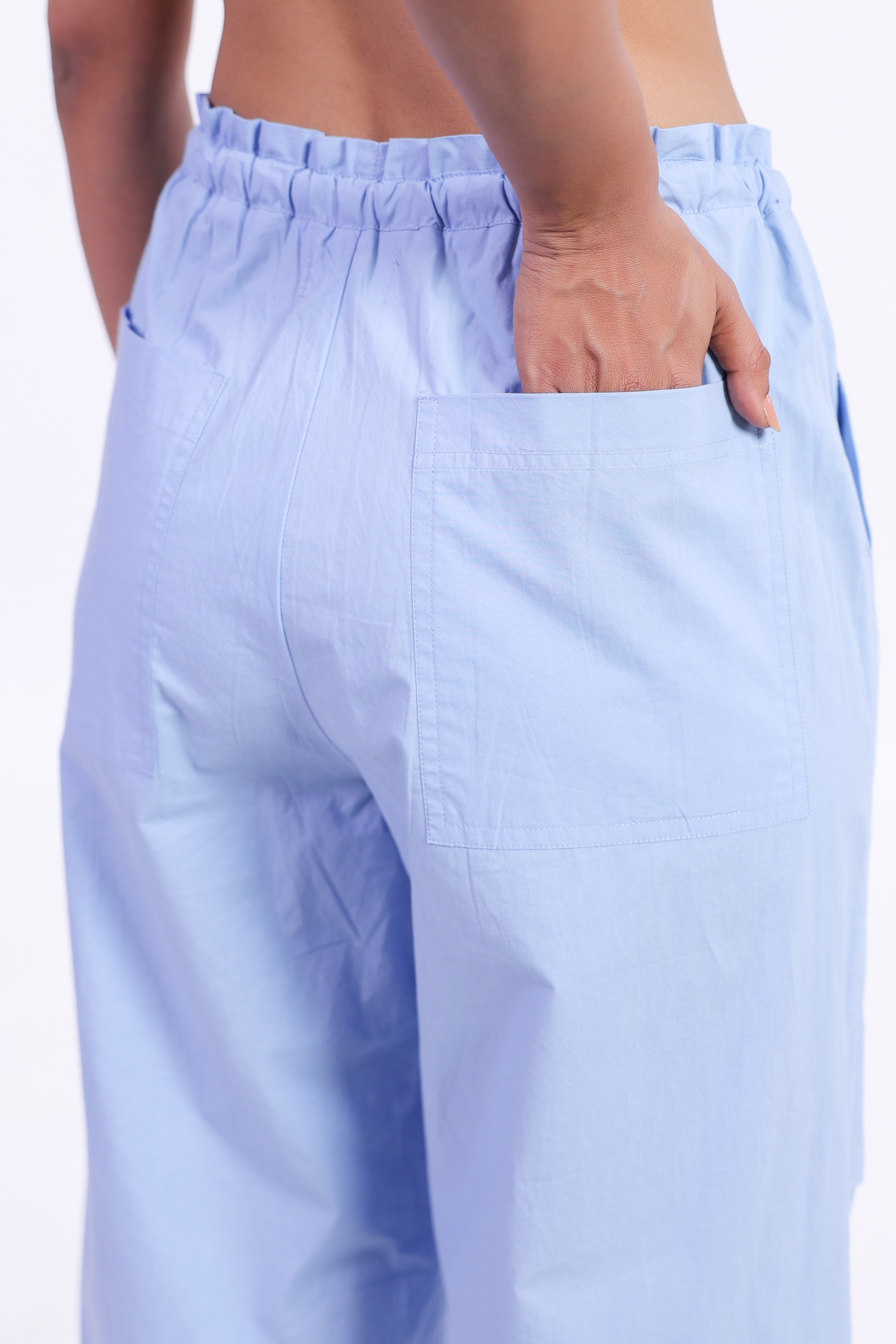Women’s Blue Cotton Trouser