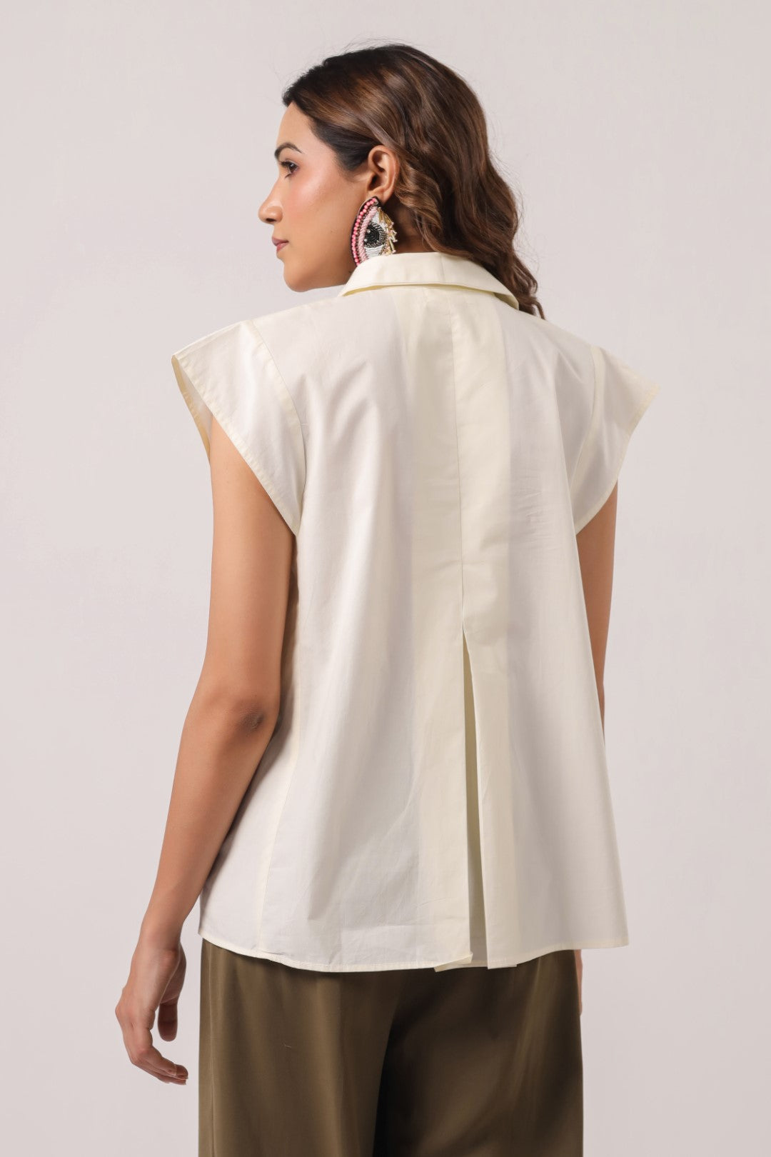 Women’s Off White Cotton Poplin Top