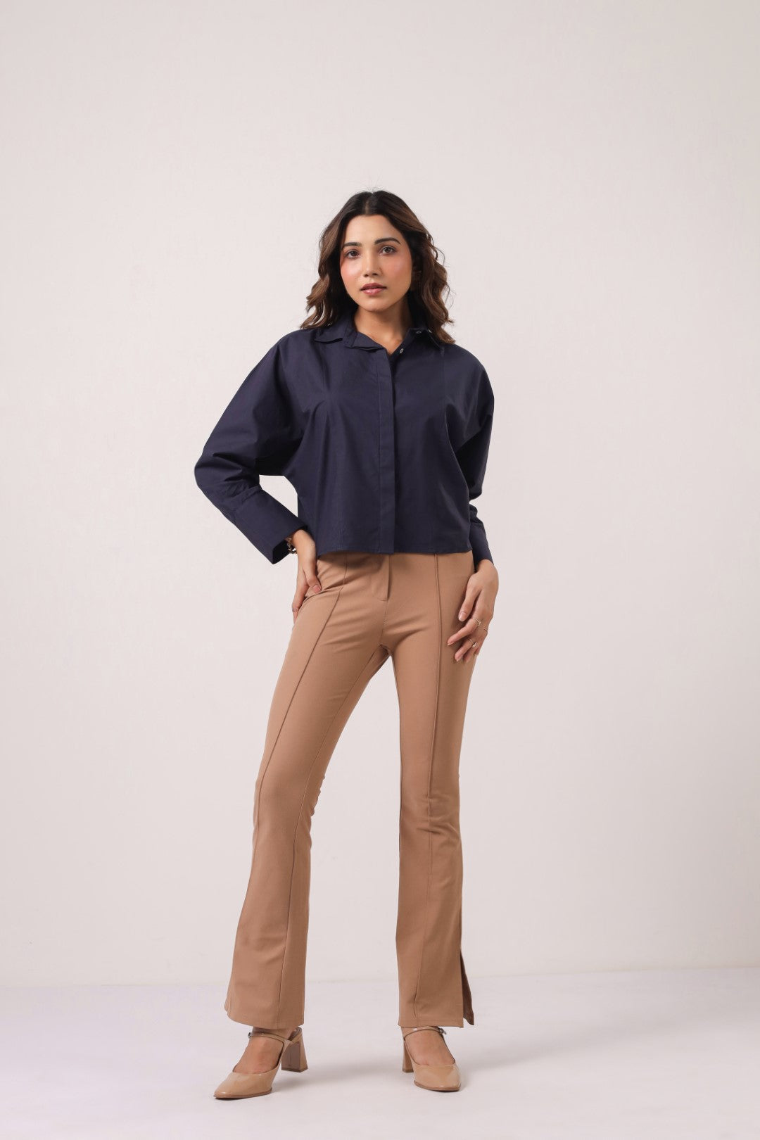 Women's Navy Cotton Tops