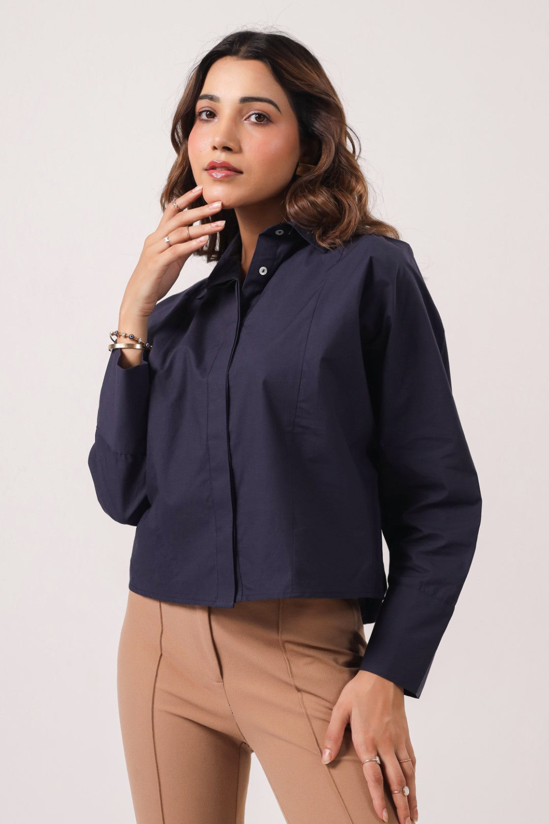 Women's Navy Cotton Tops