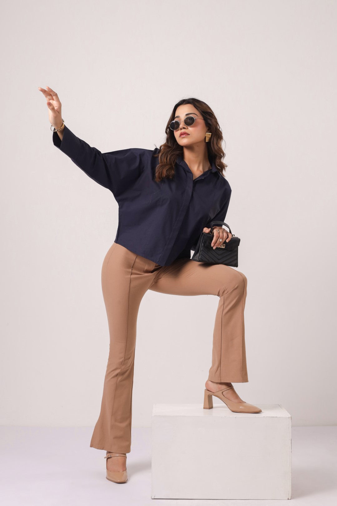Women's Navy Cotton Tops