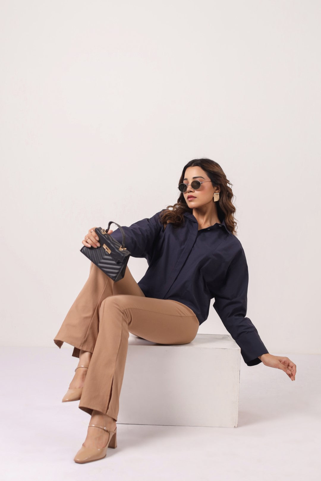 Women's Navy Cotton Tops