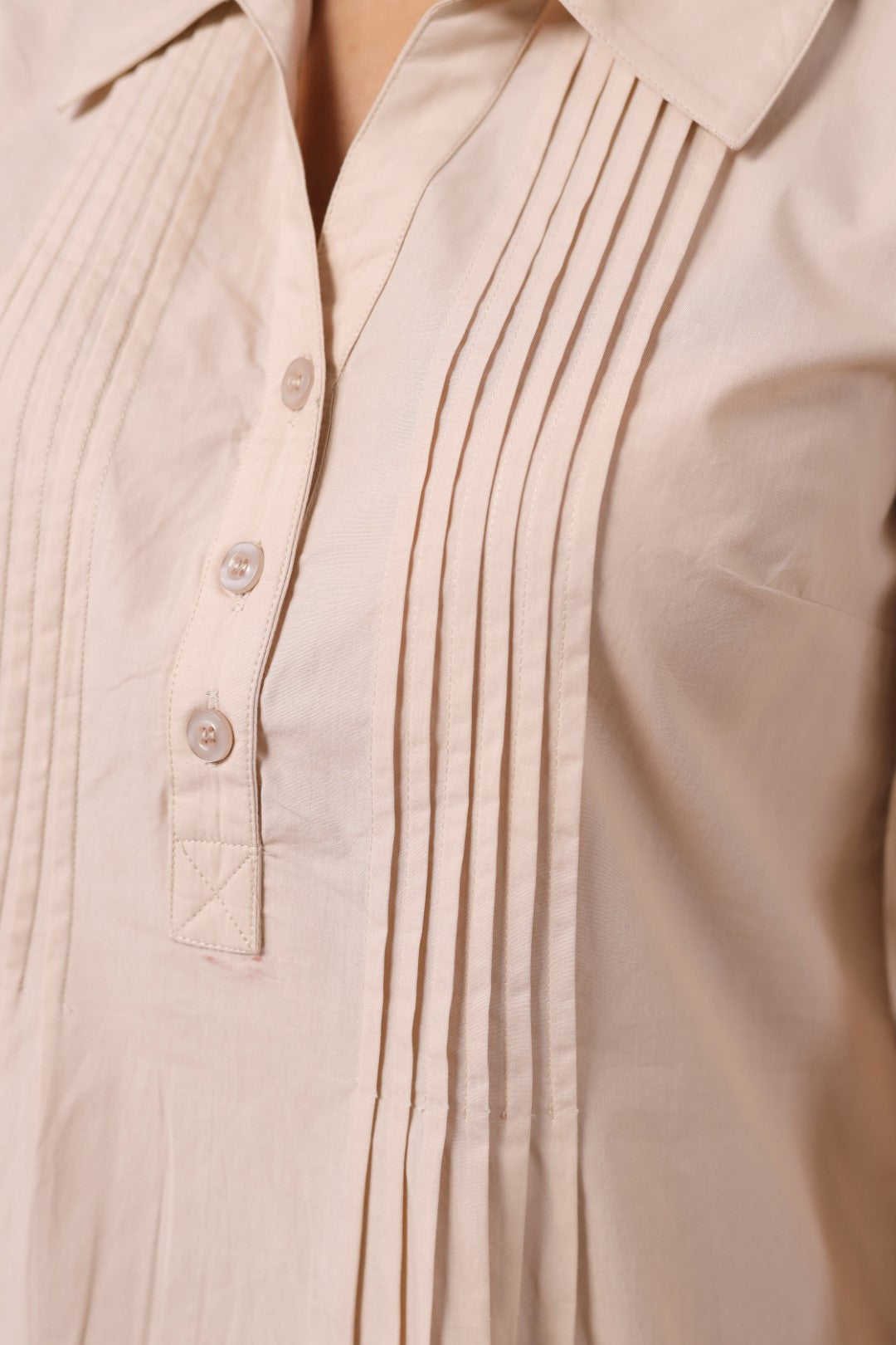 Women’s Beige Cotton Poplin Top