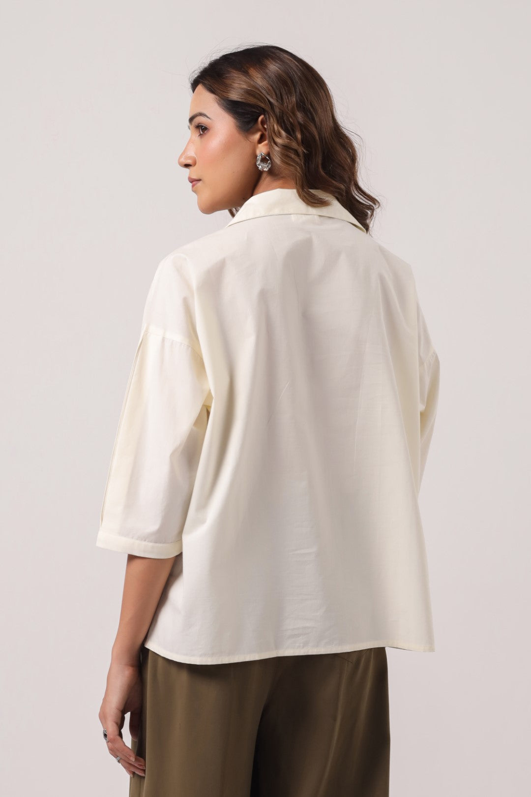 Women’s Off White Cotton Poplin Top