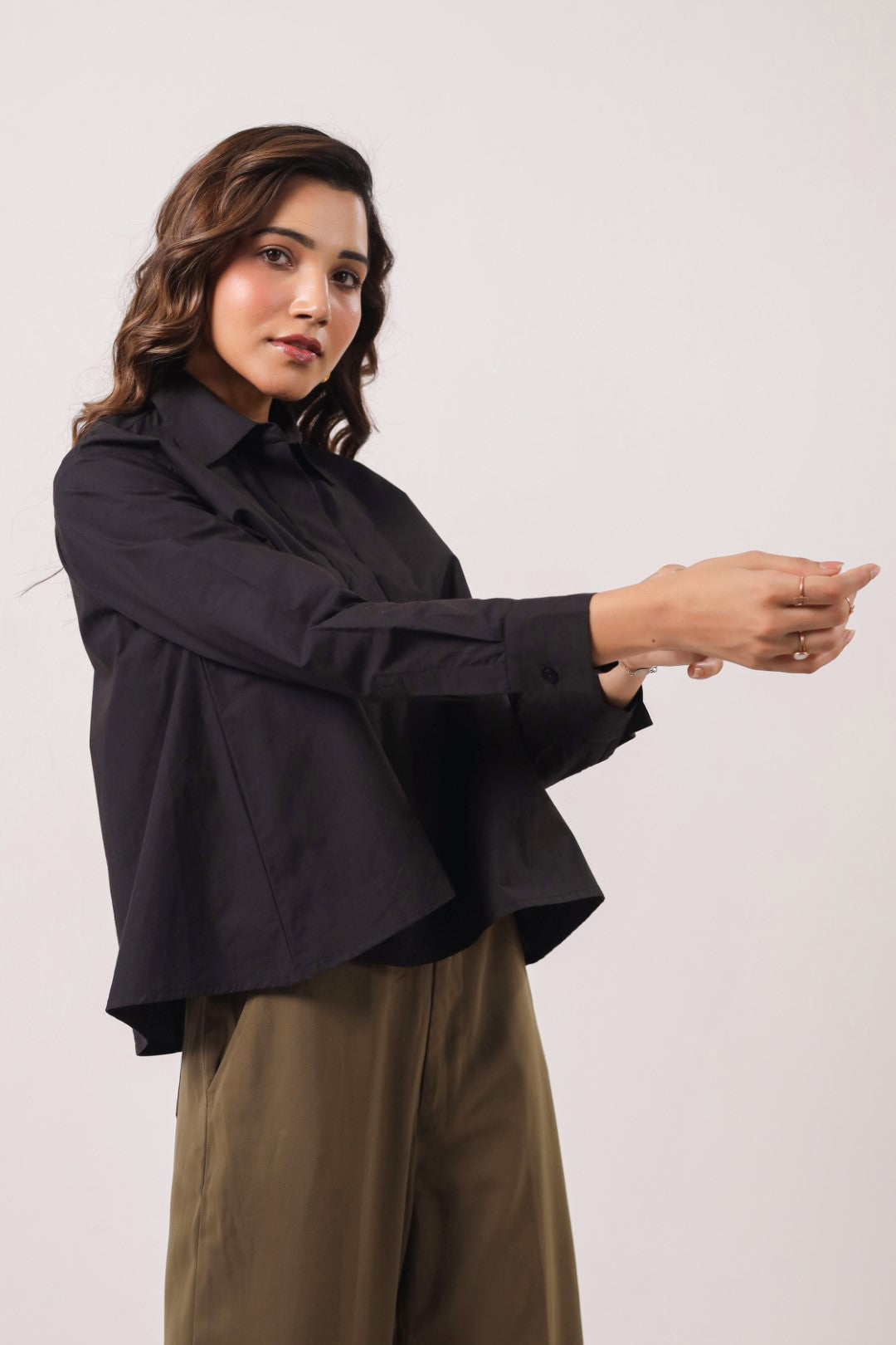 Women’s Black Cotton Poplin Top