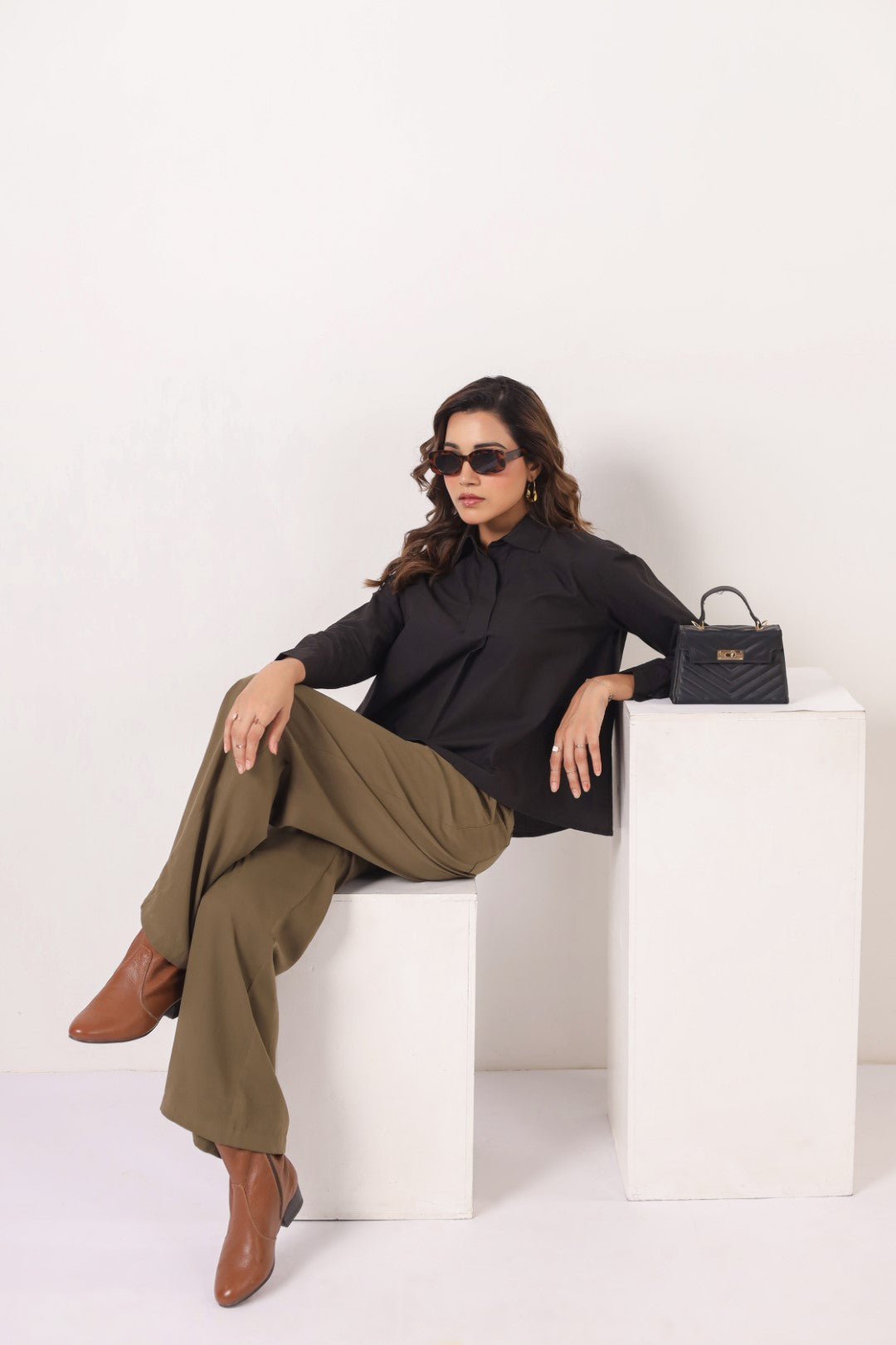 Women’s Black Cotton Poplin Top