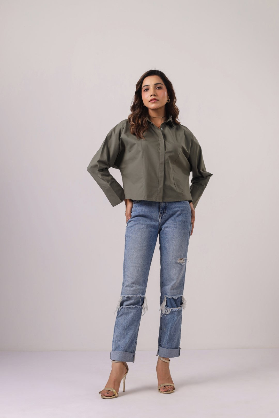 Women's Green Cotton Tops